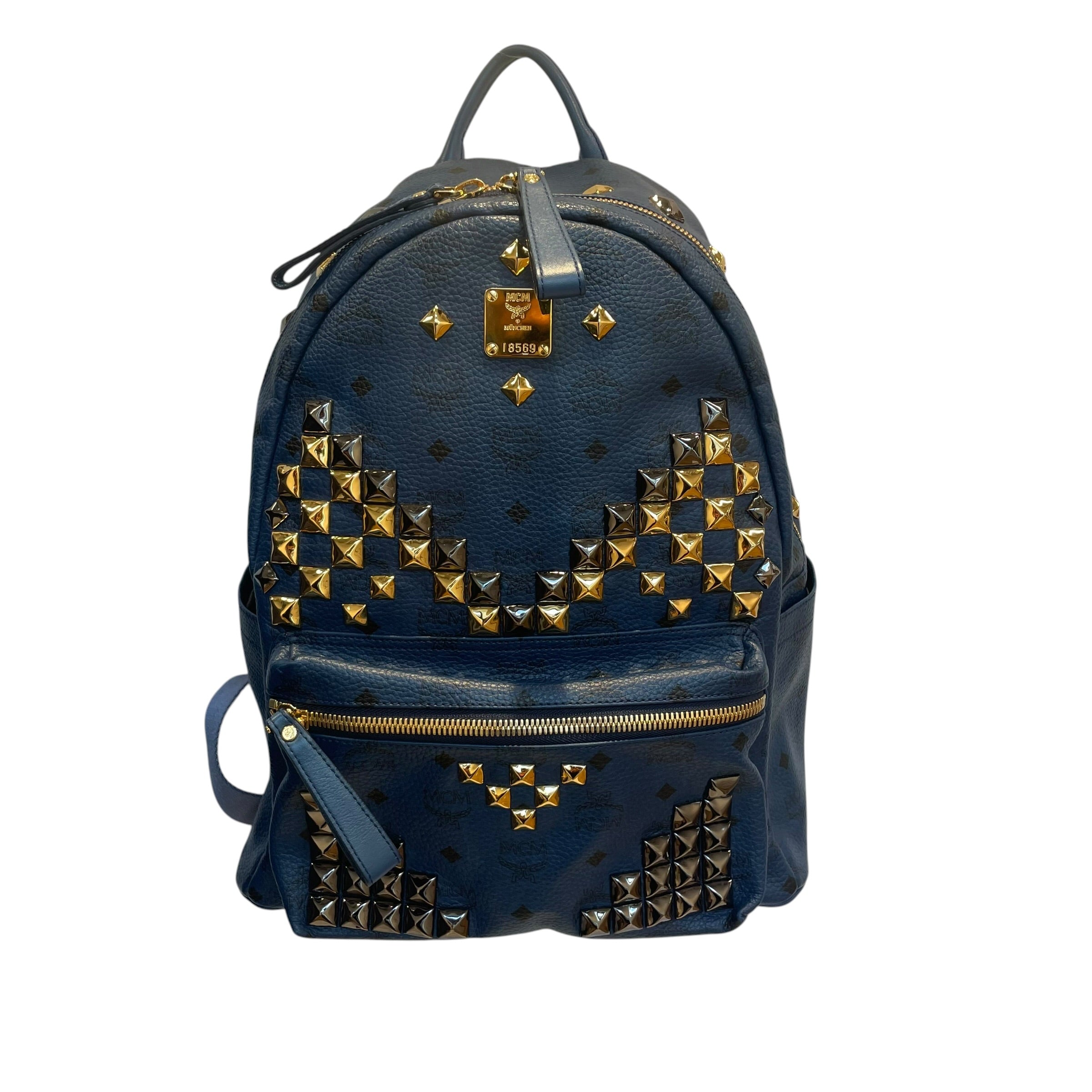 MCM/Backpack/Monogram/Leather/BLU/gld hard/munchen/8569 view 1