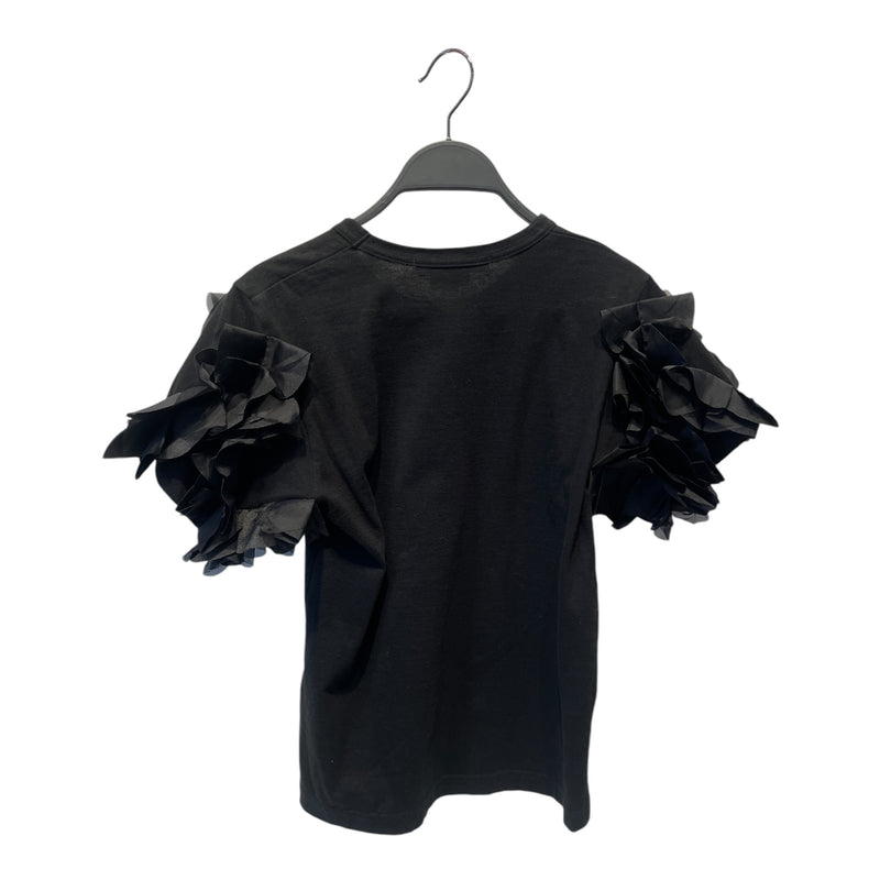 COMME des GARCONS/T-Shirt/XS/Cotton/BLK/RUFFLED SLEEVES