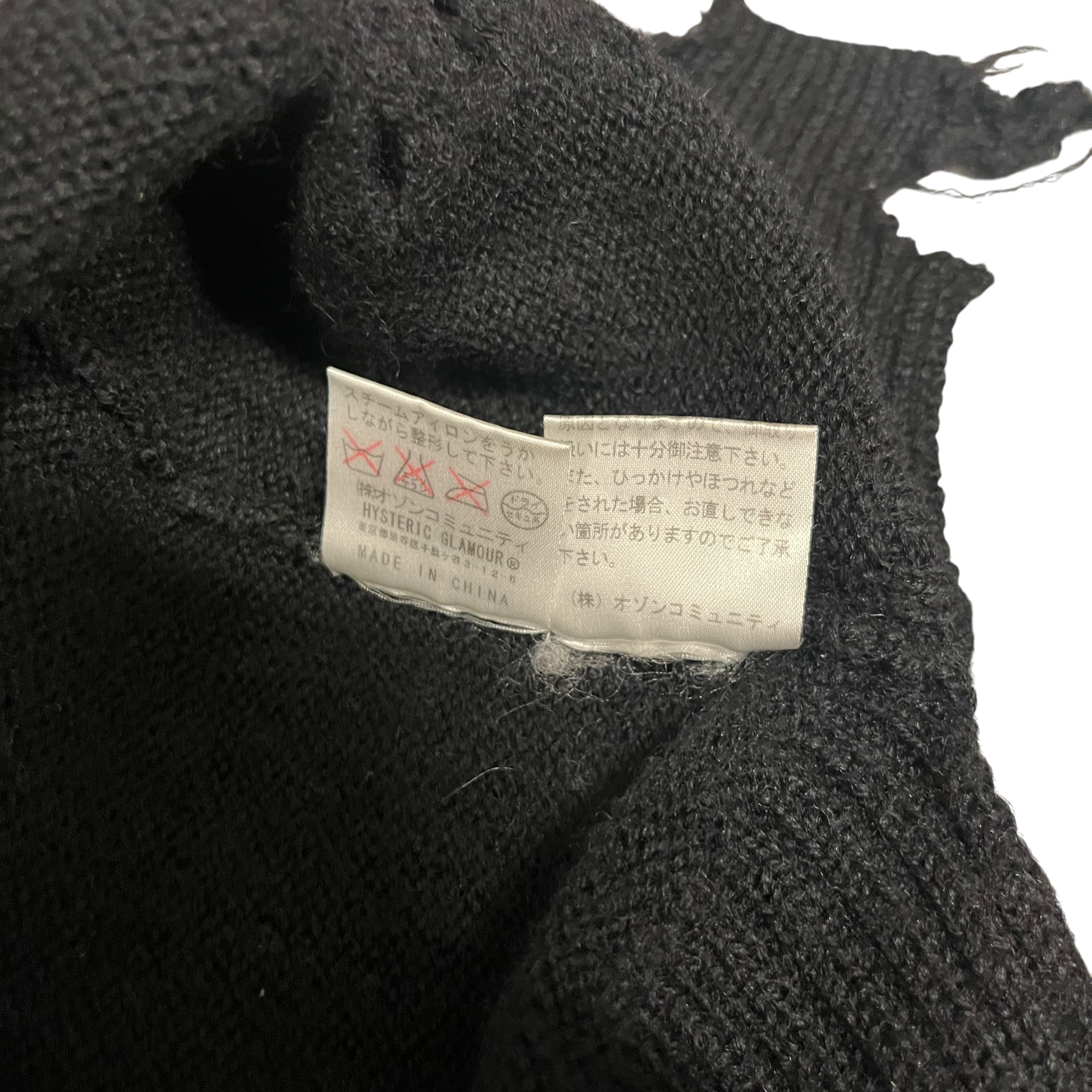 HYSTERIC GLAMOUR/Heavy Sweater/M/Wool/BLK/pink graphic distressed view 5
