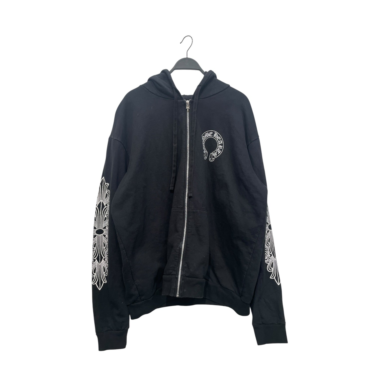CHROME HEARTS/Zip Up Hoodie/XXL/Cotton/BLK/CLASSIC BLK WHT GRAPHIC LOGO C view 1