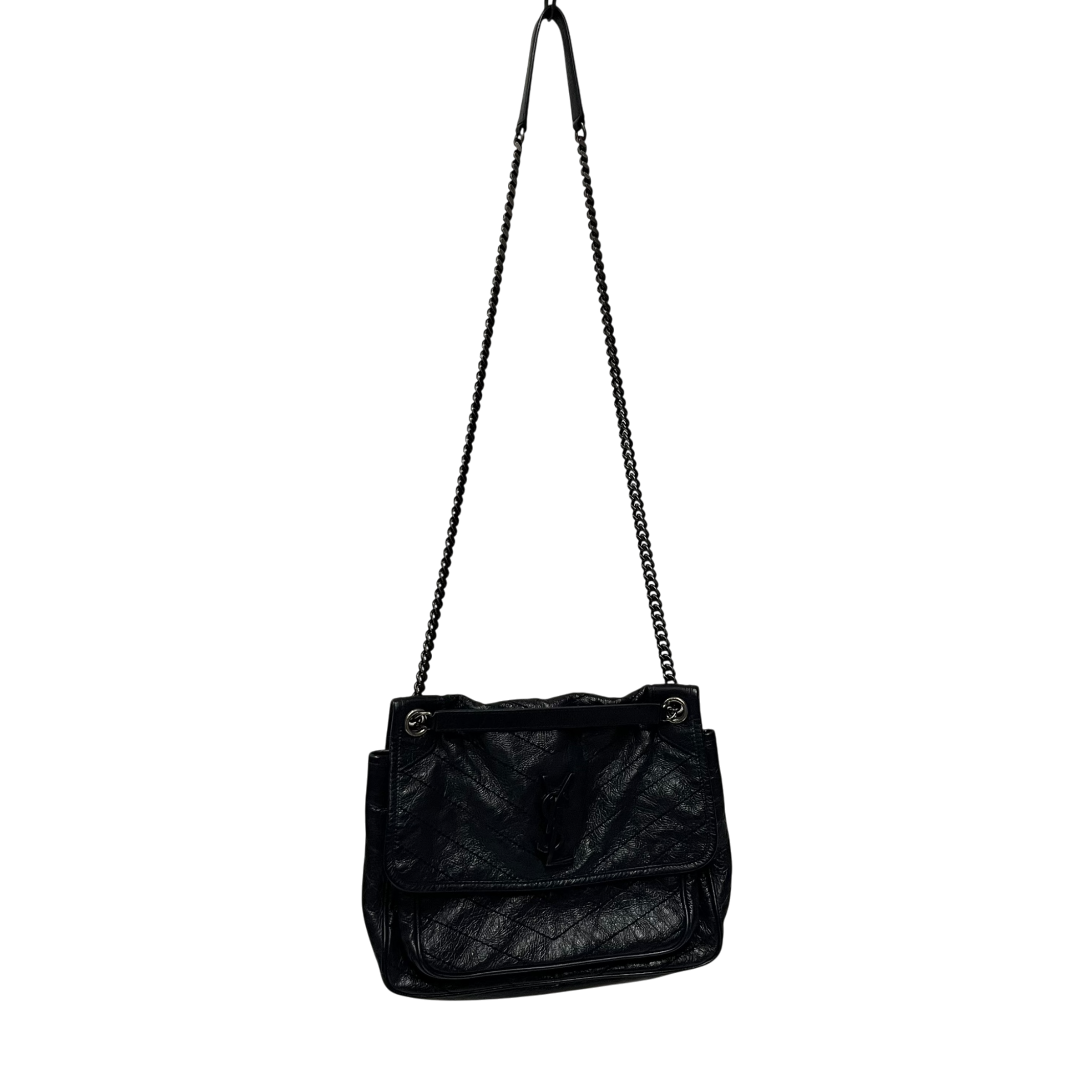 YVES SAINT LAURENT/Cross Body Bag/Leather/NVY/MATELASSE NIKI CHAIN BAG view 1