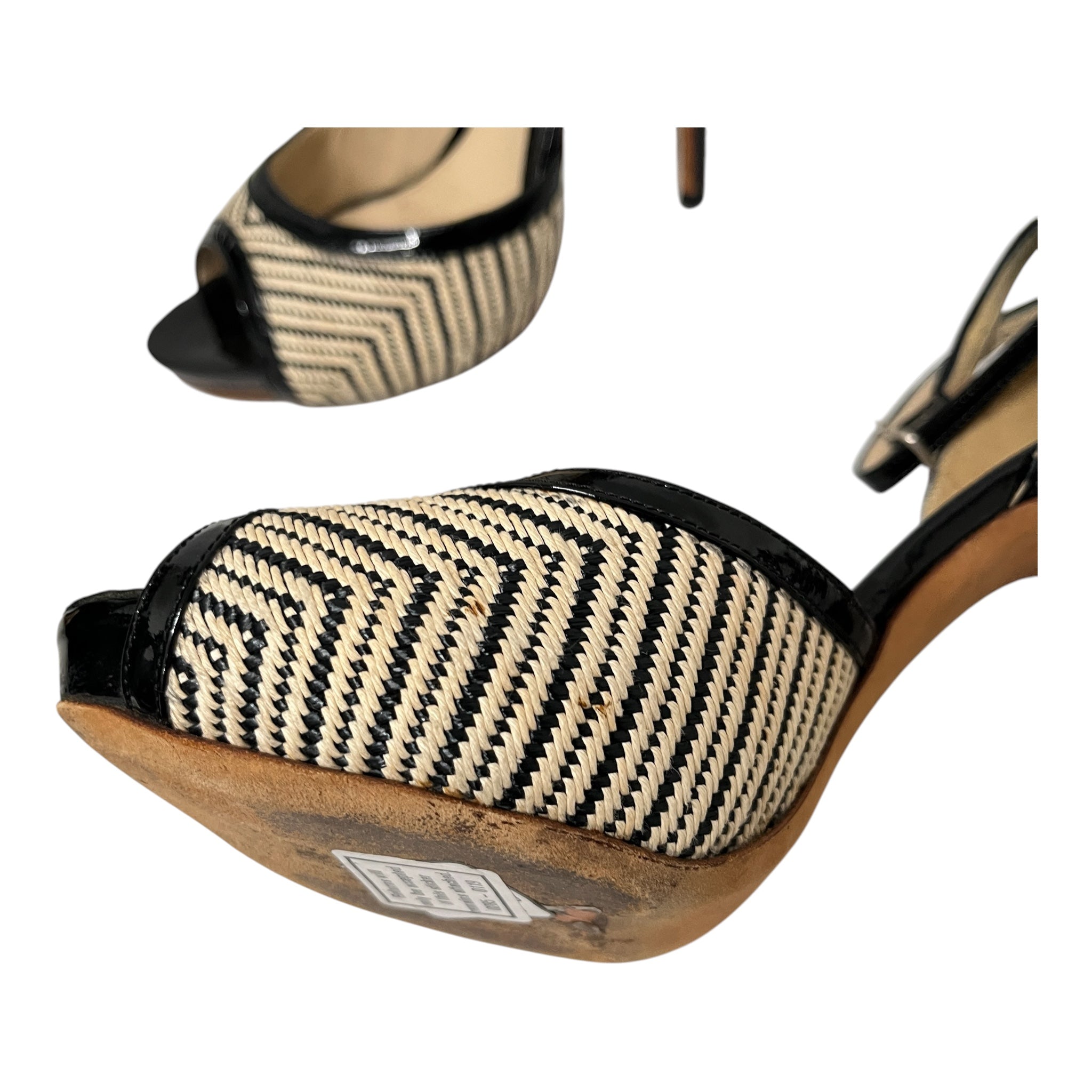 Alexander McQueen/Heels/EU 38.5/Cotton/BEG/BLK TRIM PEEP TOE HEEL view 6