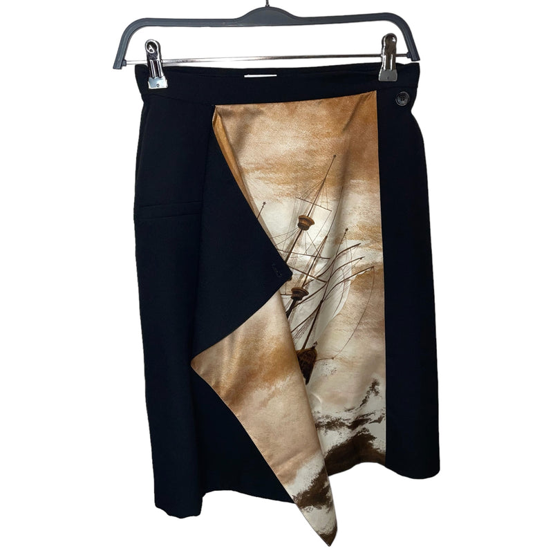 BURBERRY/Skirt/4/Graphic/Cotton/BLK/WRAP SKIRT W GRAPHIC
