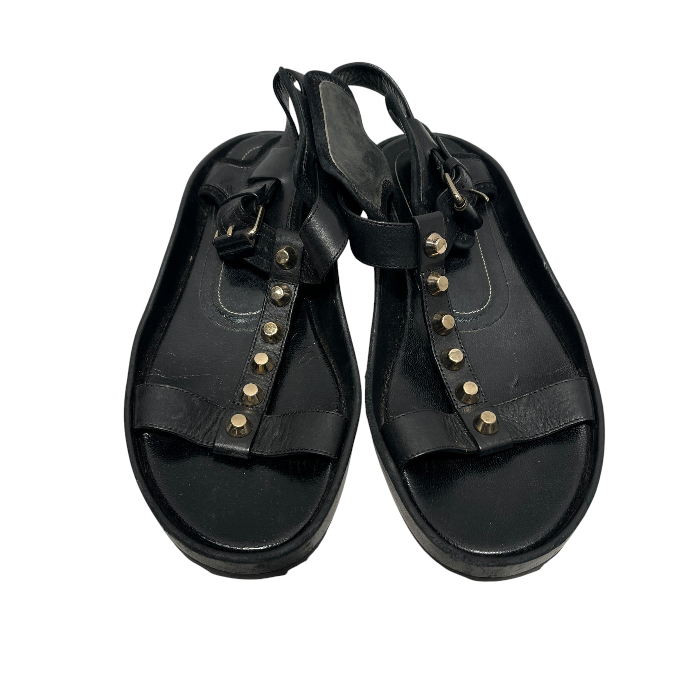 BALENCIAGA/Sandals/EU 37/Leather/BLK/Open-Toe/SLV Studded Gladiator Sandals view 4