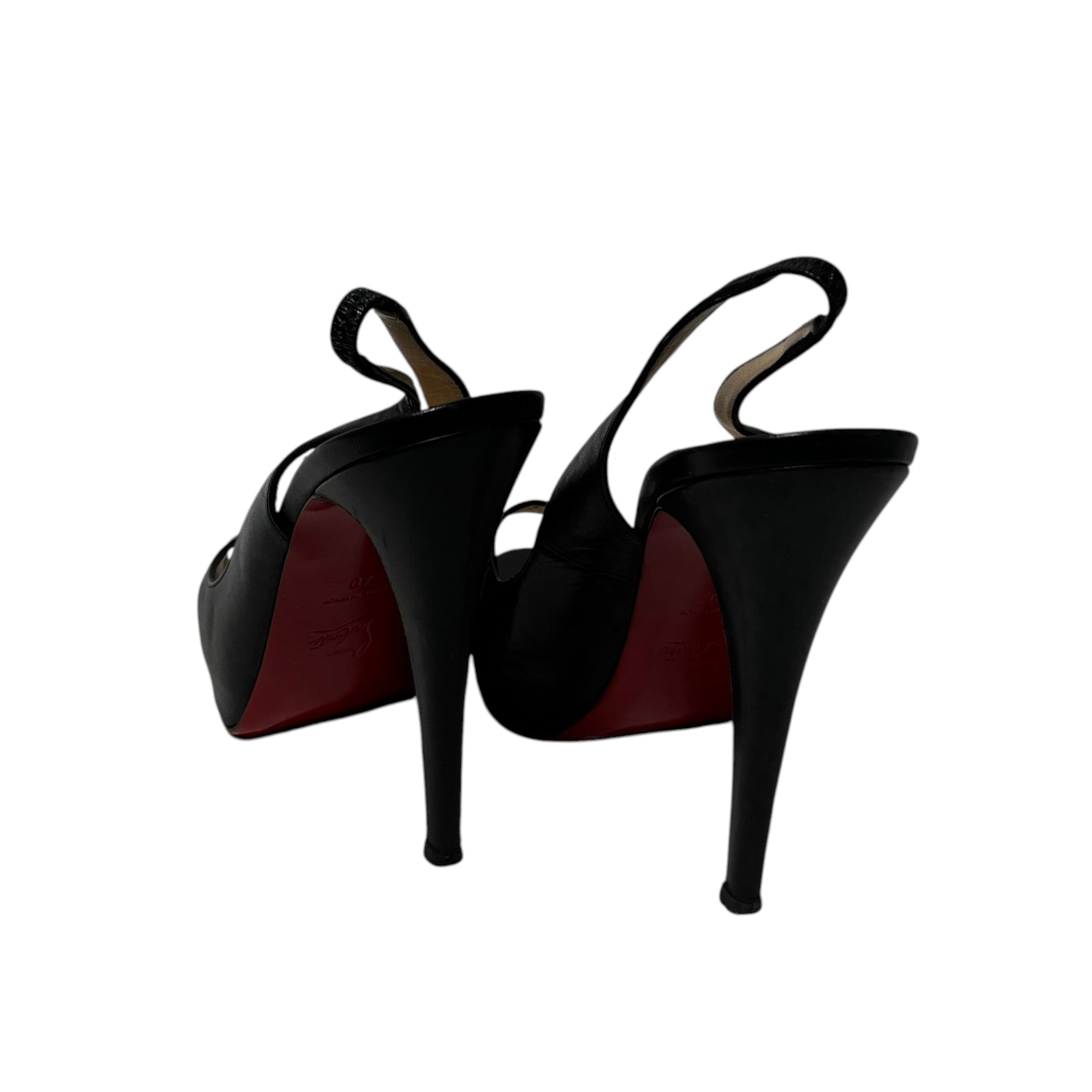 Christian Louboutin/Heels/EU 40/Leather/BLK/Open-Toe/HEEL STRAP view 2
