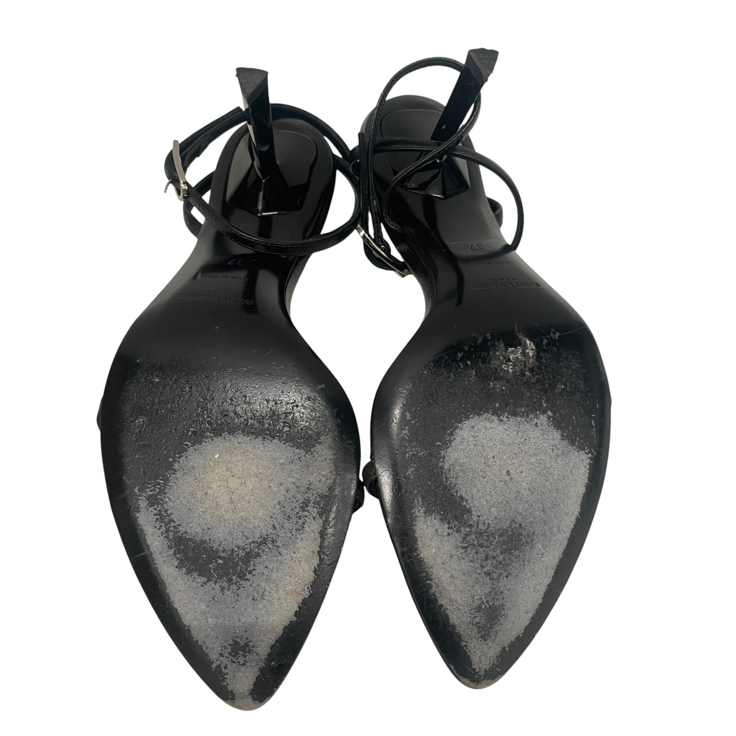 SAINT LAURENT/Heels/EU 37/Leather/BLK/AGNELLO LIMOUSINE STRAP BACK view 4
