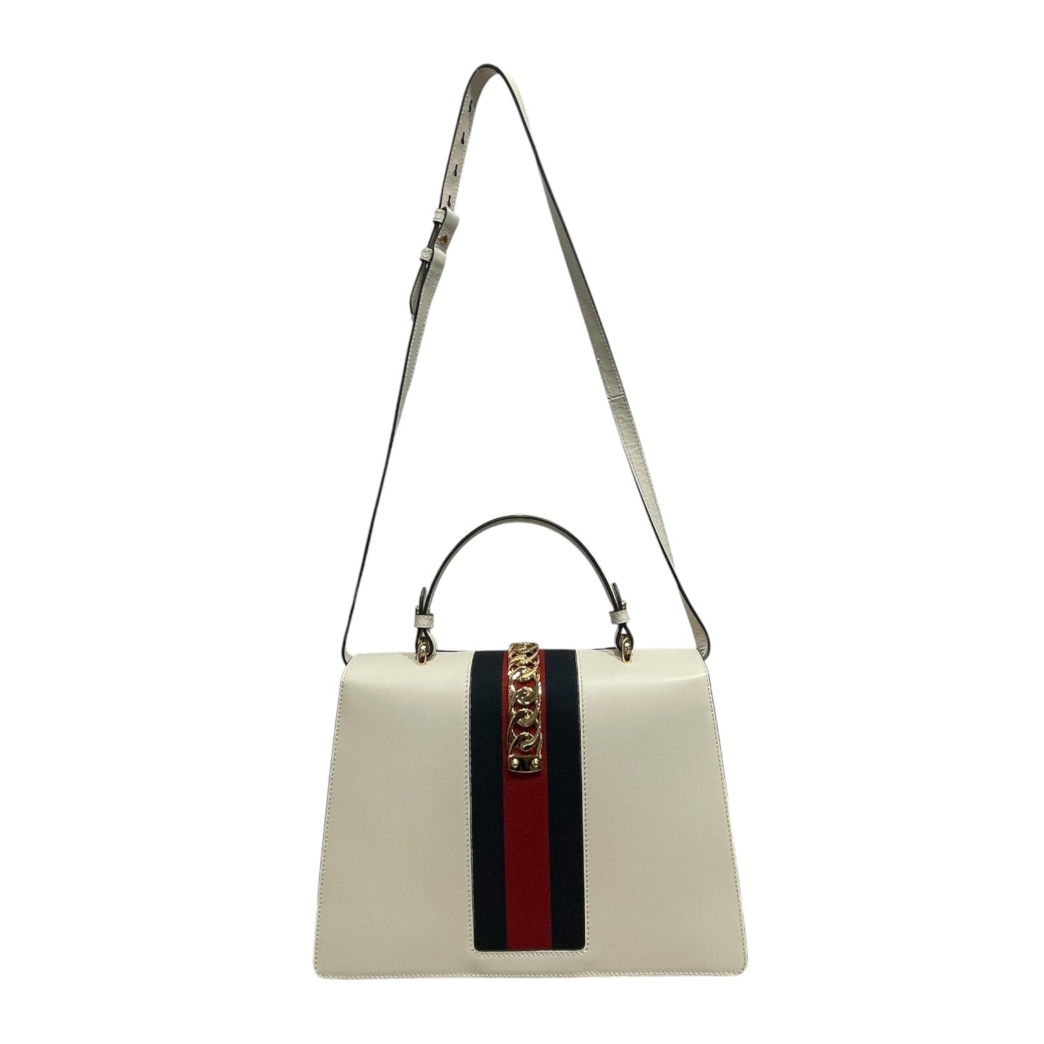 GUCCI/Cross Body Bag/Stripe/Leather/WHT/Sylvie Embroidered Medium view 2