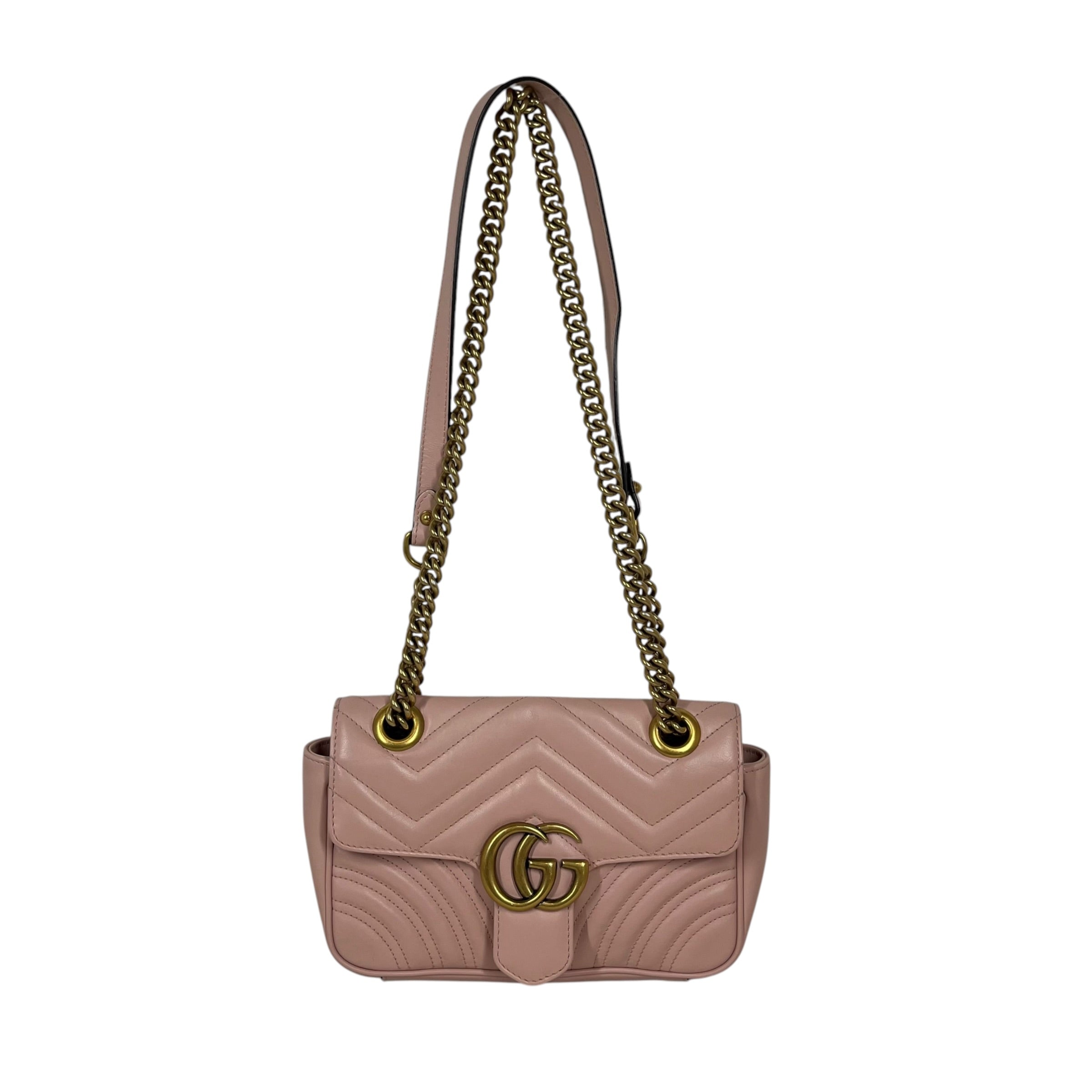 GUCCI/Cross Body Bag/Leather/PNK/Small Marmont Flap view 1