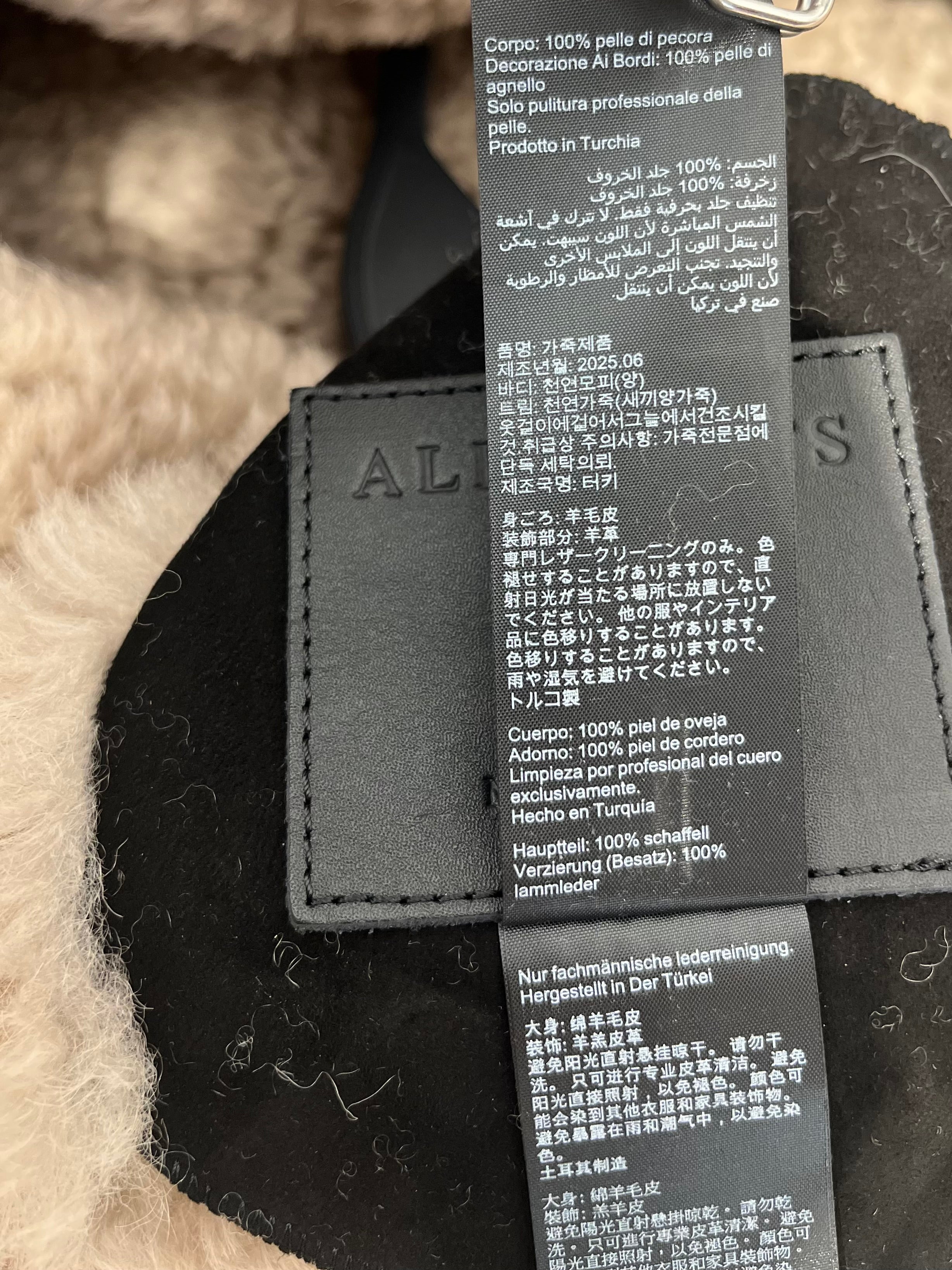 ALLSAINTS/Vest/M/Leather/BLK/shearling interior zipupbuckle view 5