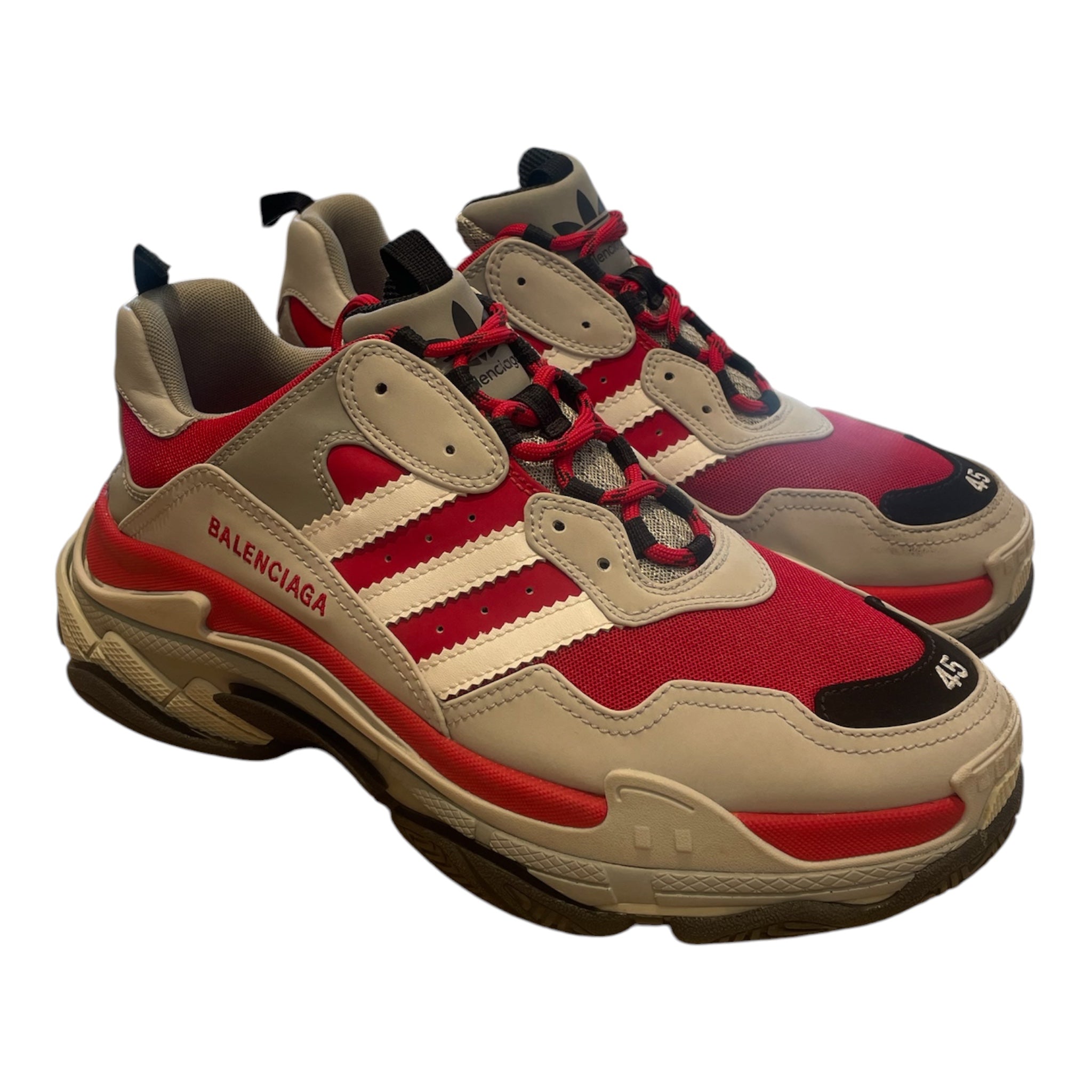 BALENCIAGA/adidas/Low-Sneakers/EU 43/Leather/RED/ART 712821 RED GREY view 1