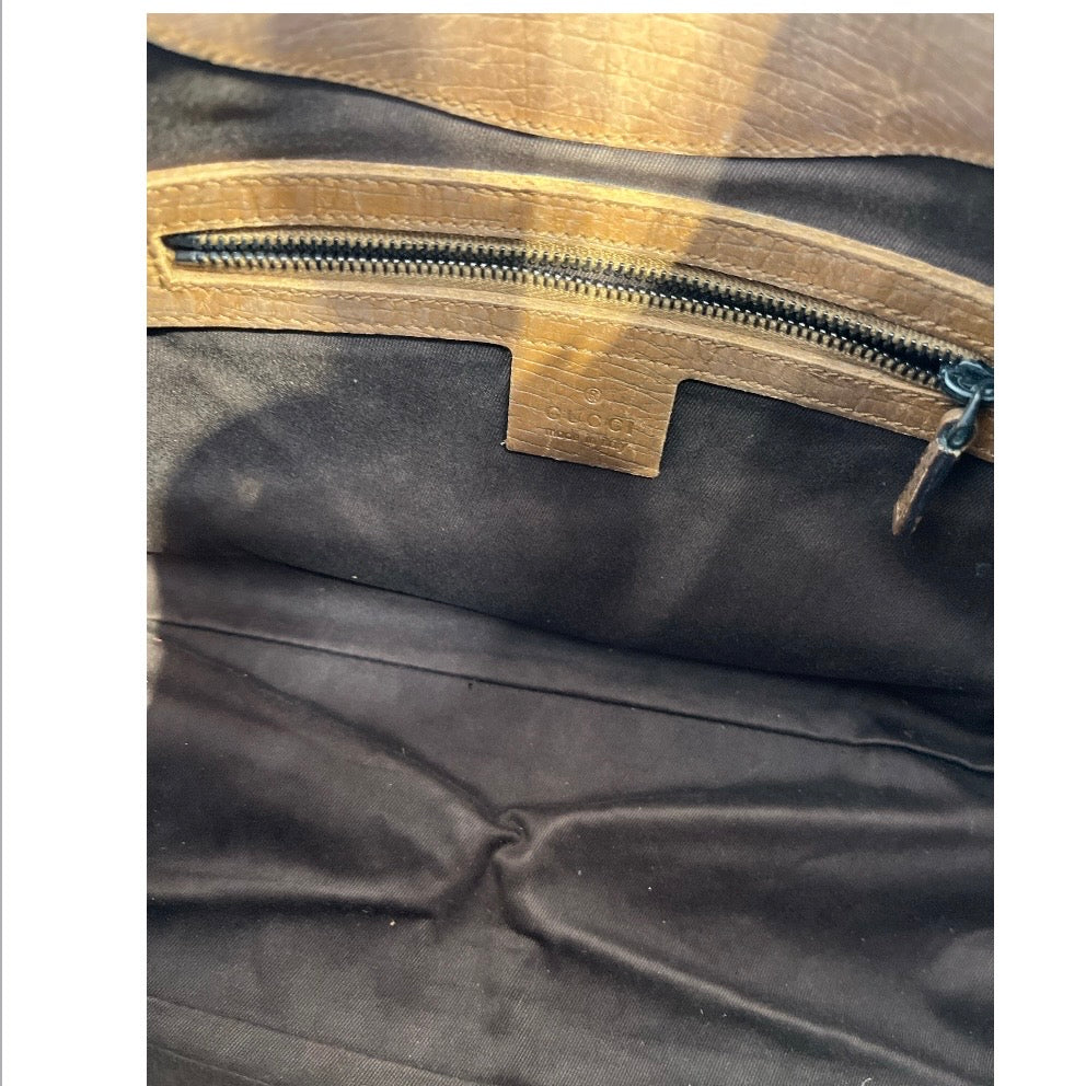 GUCCI/Hand Bag/Monogram/Cotton/BEG/WOOD HANDLE HOBO BAG view 4