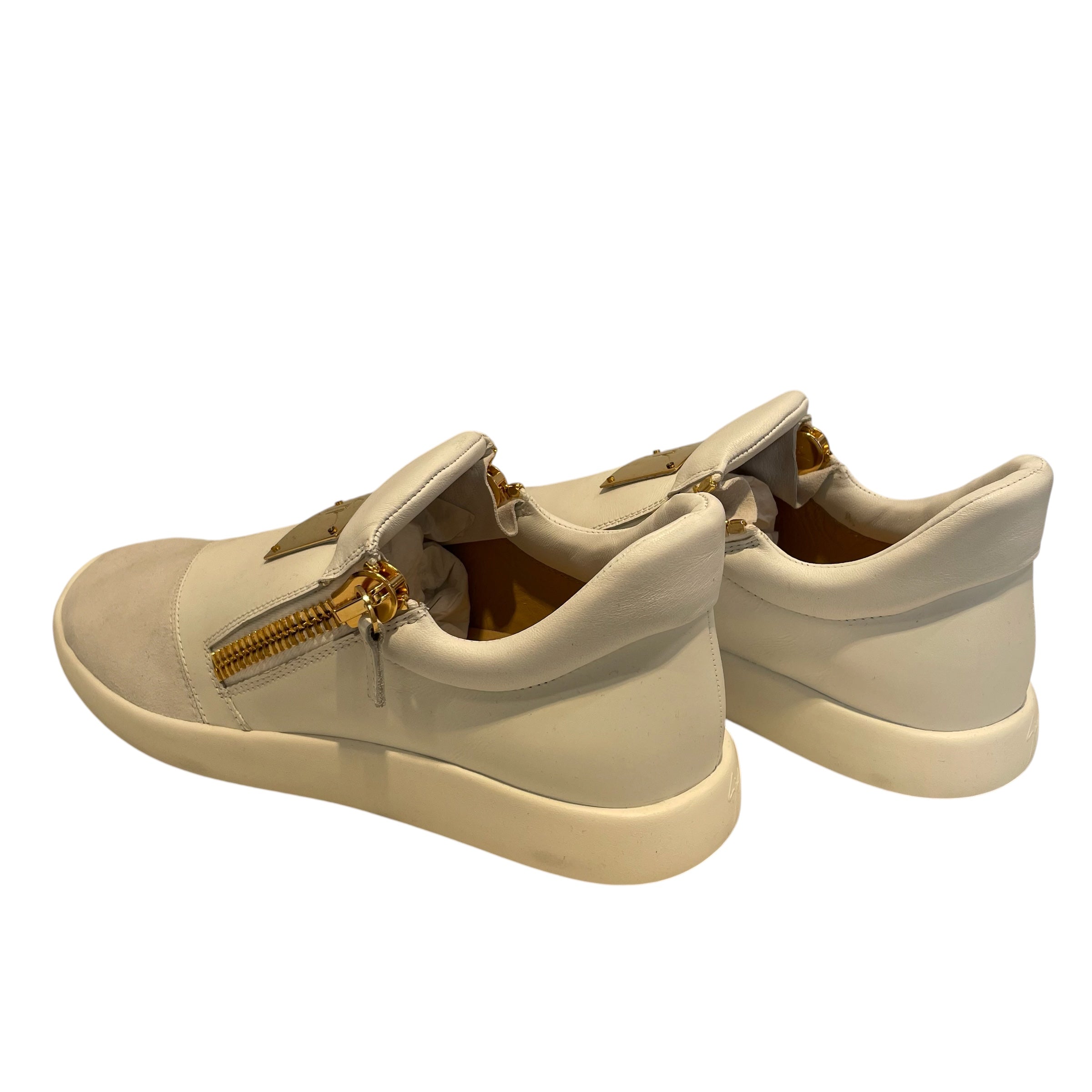 Giuseppe Zanotti/Low-Sneakers/EU 43/Leather/WHT/gold plate gold zippers view 2
