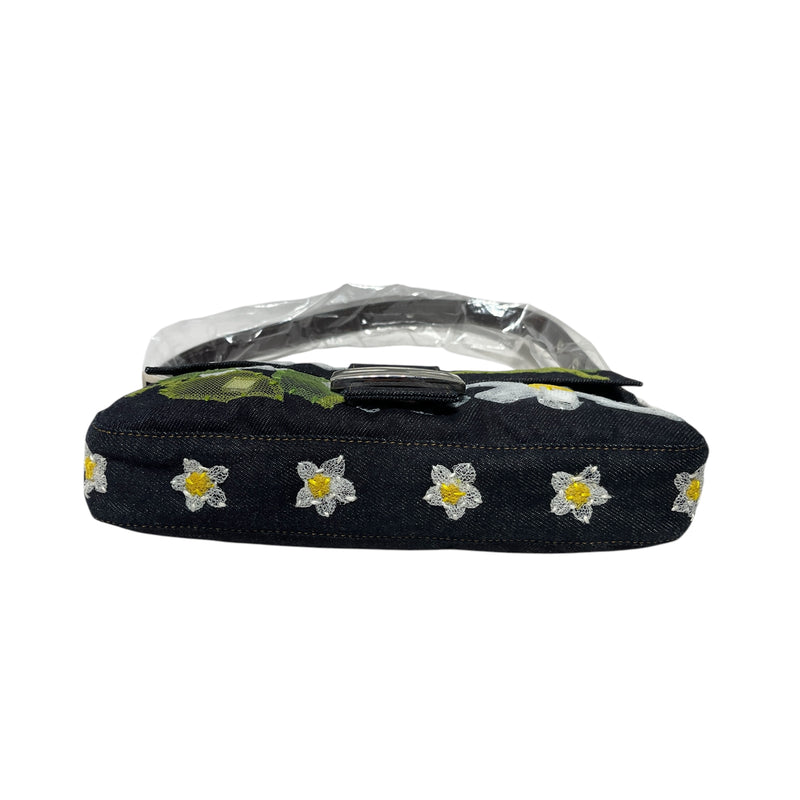 FENDI/Hand Bag/Floral Pattern/Denim/IDG/Mesh Flowers & Sequins