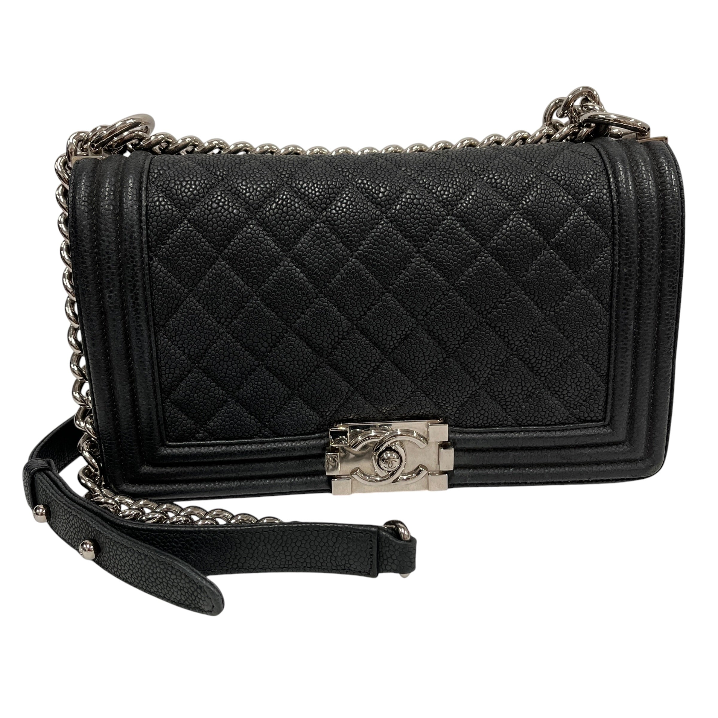 CHANEL/Hand Bag/Leather/BLK/Caviar Quilted Medium Boy Flap view 1