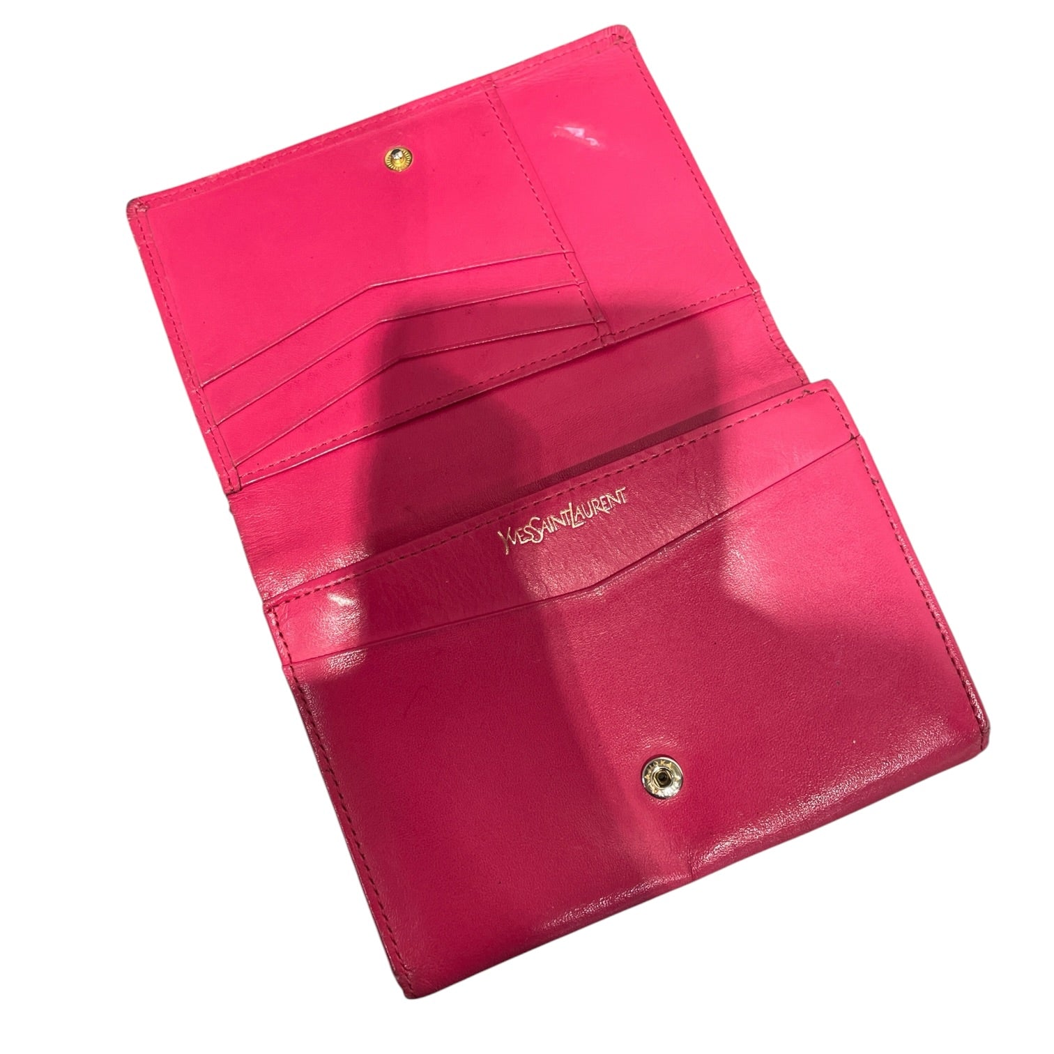 YVES SAINT LAURENT/Bifold Wallet/Monogram/Leather/PNK/L's/YSL embossed monogram view 4