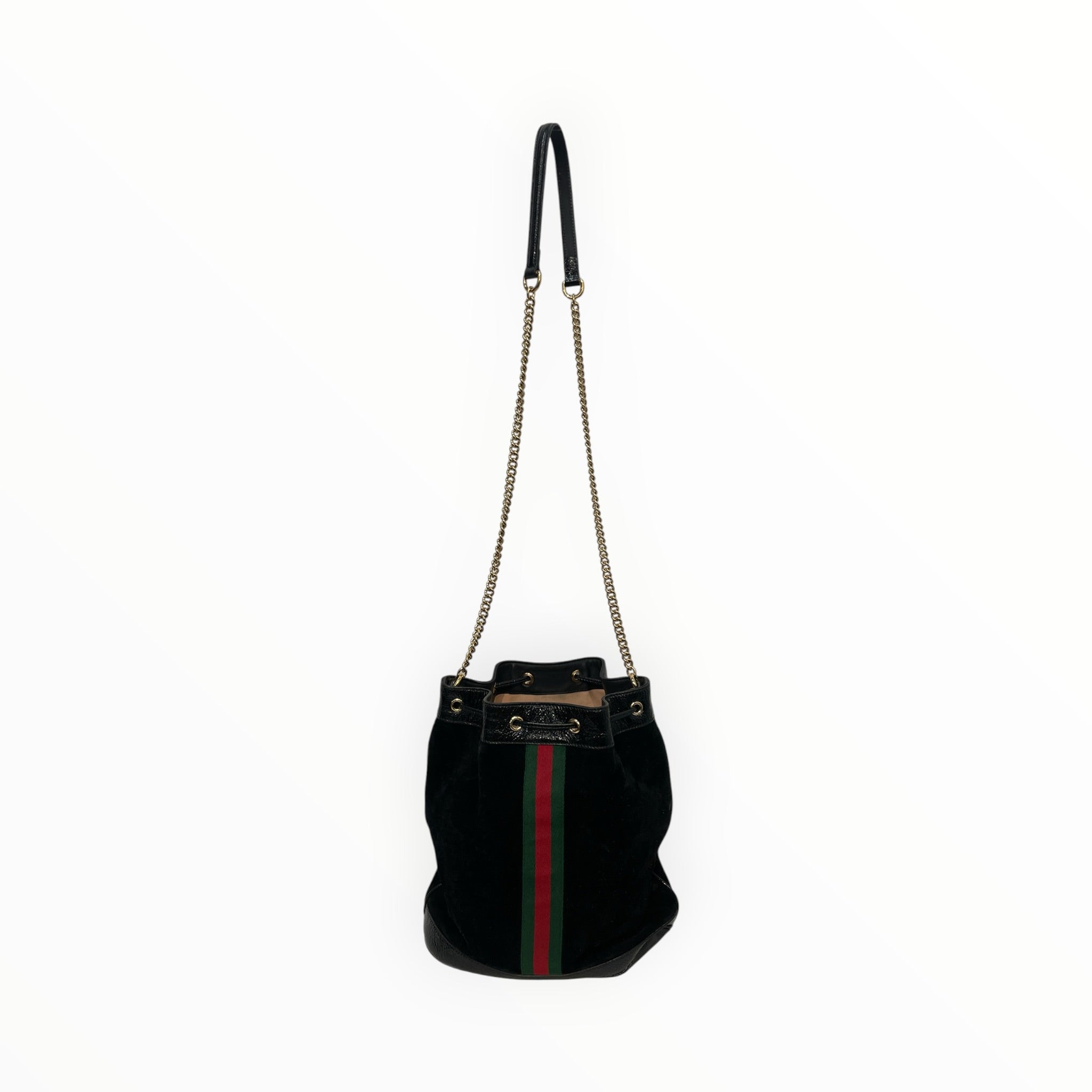 GUCCI/Hand Bag/Suede/BLK/rajah bucket view 2