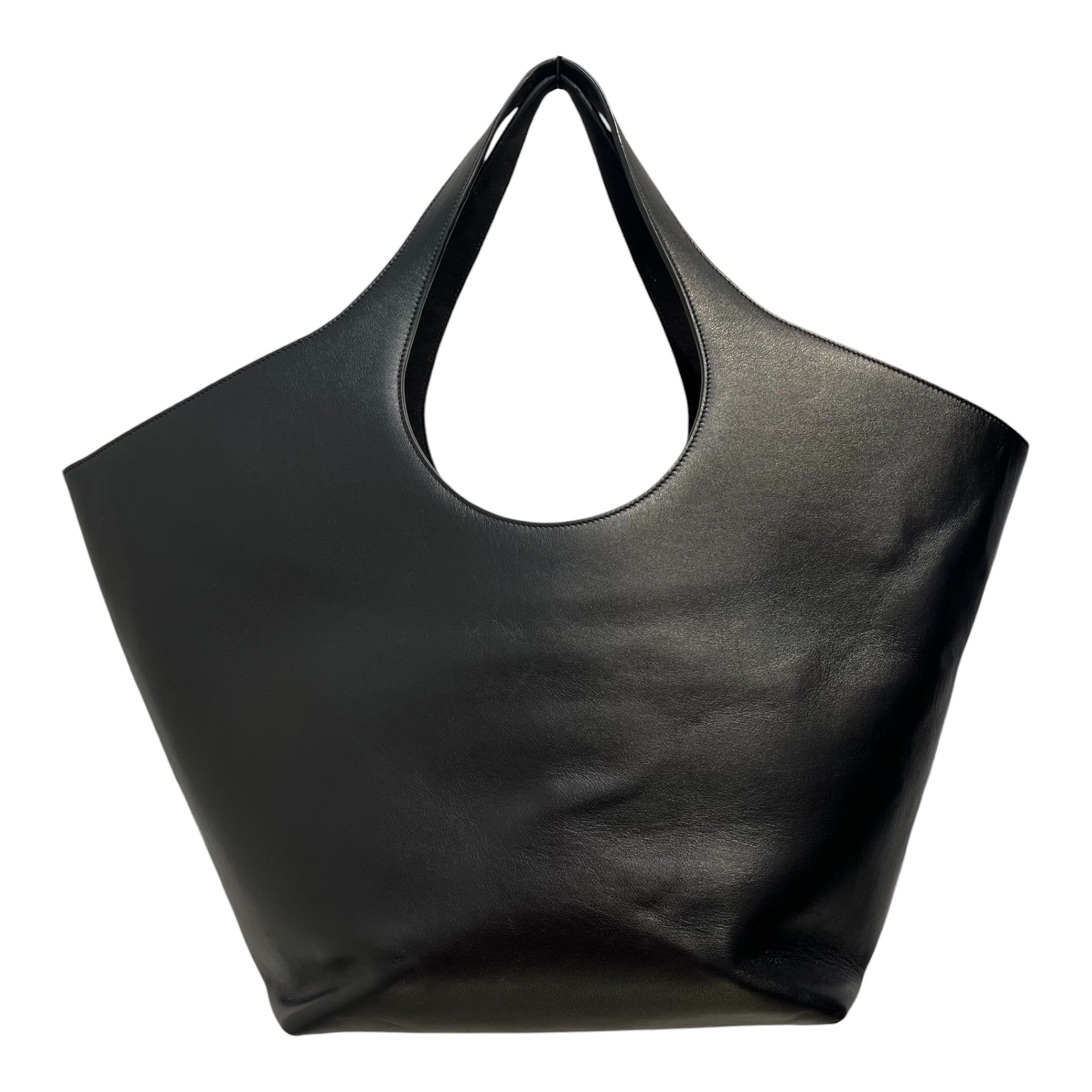 BALENCIAGA/Tote Bag/Leather/BLK/embossed logo on front view 2