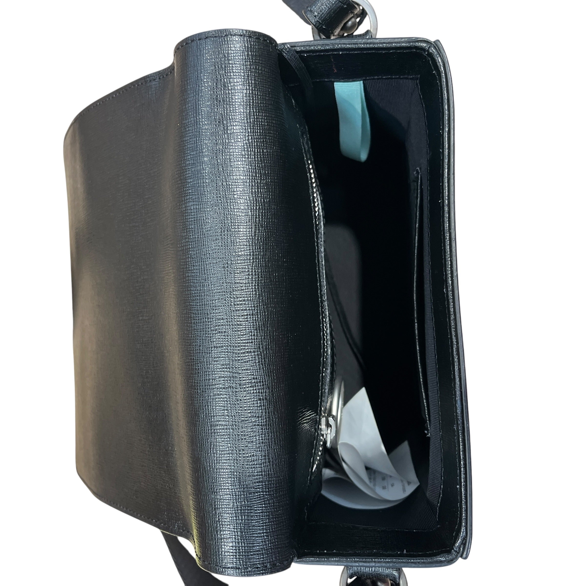 OFF-WHITE/Hand Bag/Stripe/Leather/BLK/Bolts On Side view 6