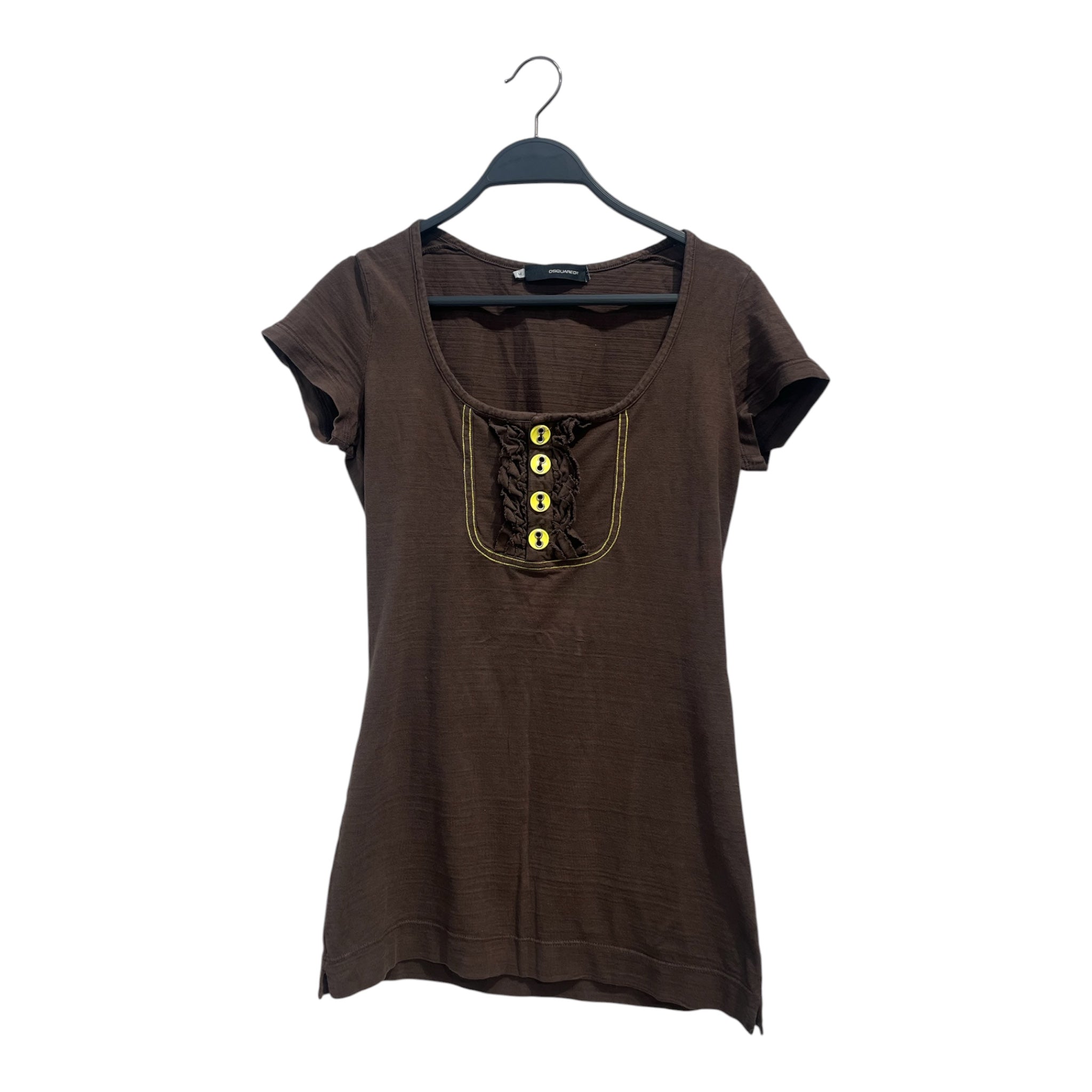 DSQUARED2/Blouse/M/Cotton/BRW/4 YELLOW BUTTONS CAP SLEEVE view 1