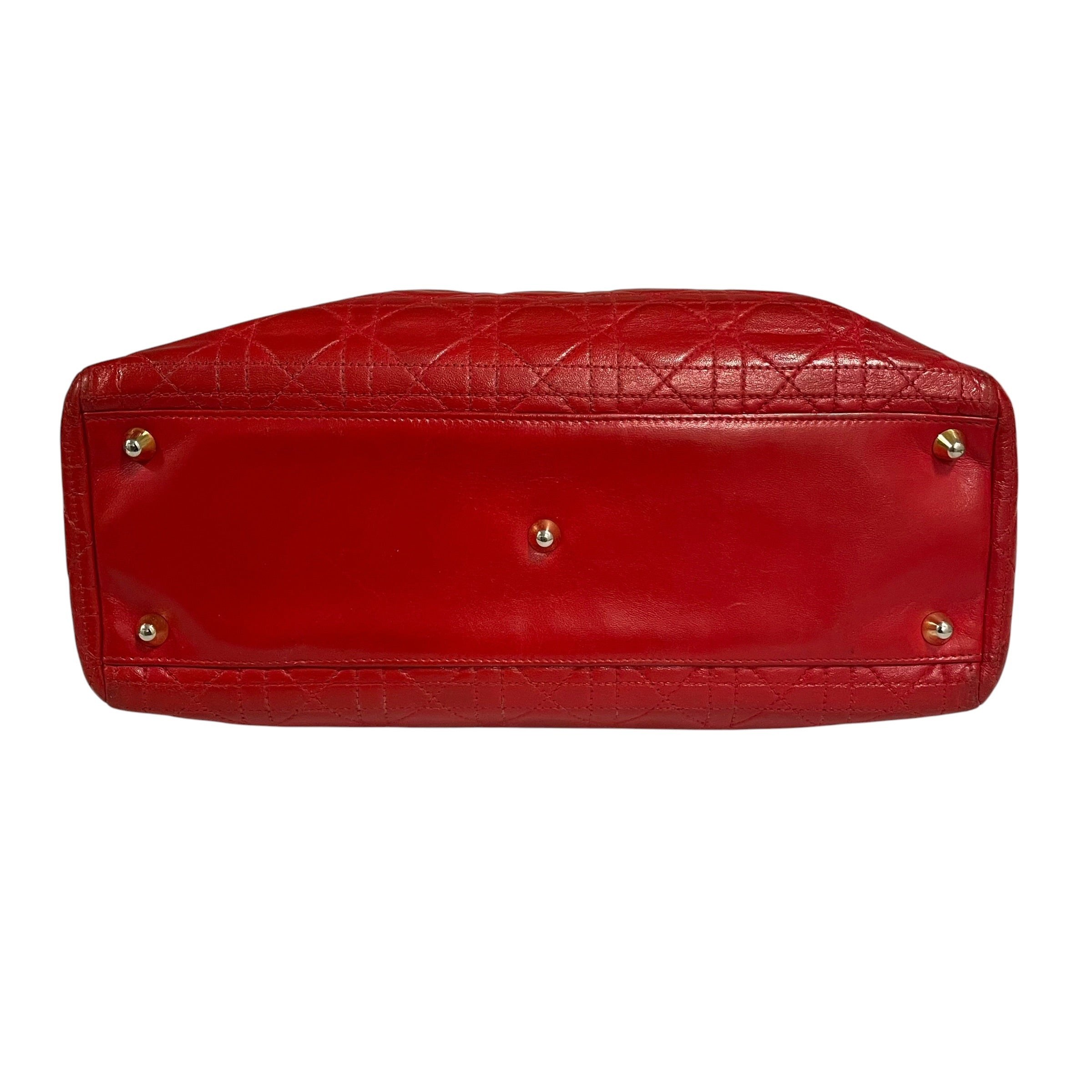 Christian Dior/Hand Bag/Leather/RED/CANNAGE LADY view 3