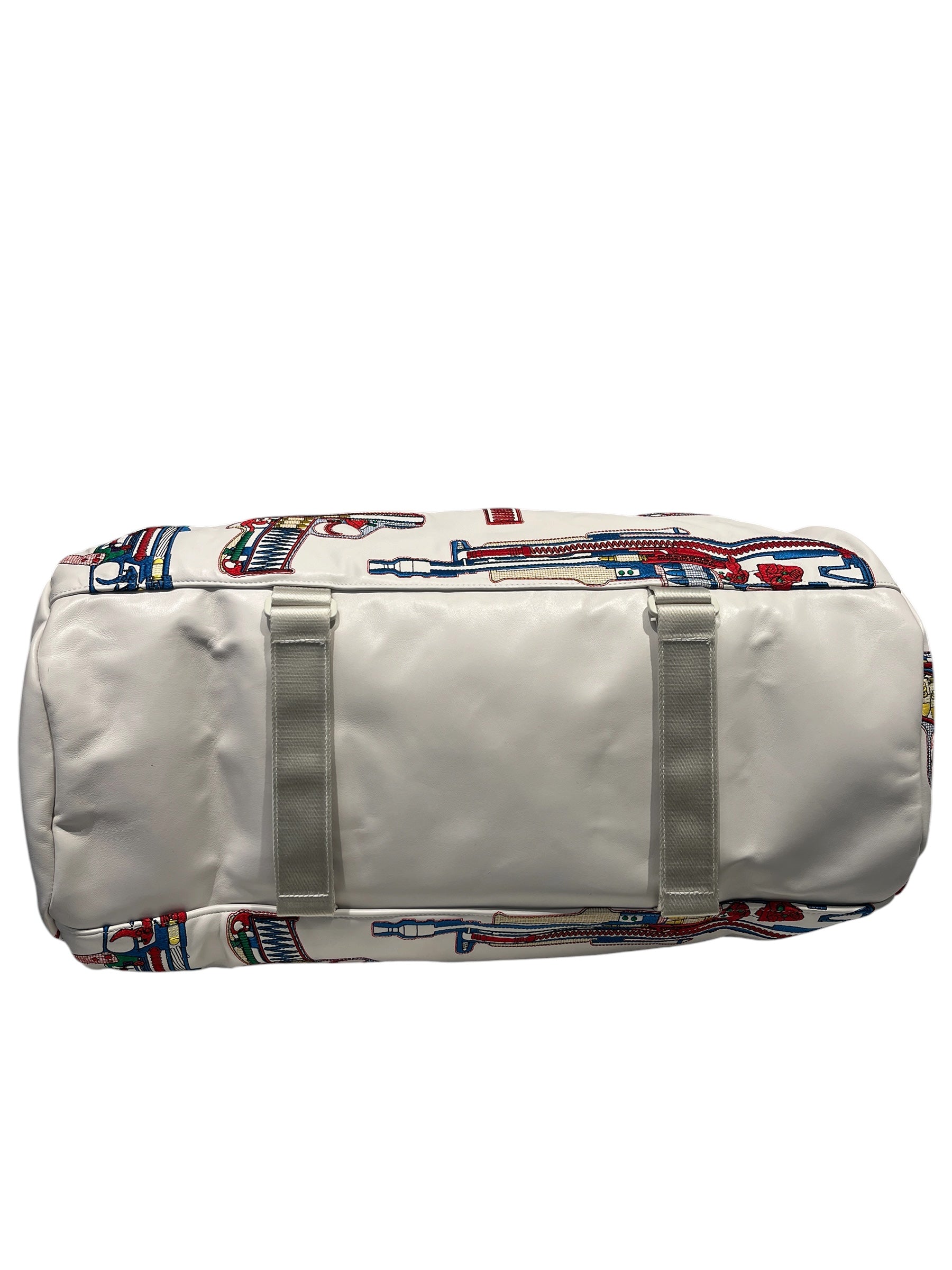 Supreme/Luggage/Leather/WHT/Guns embroidered duffle bag view 5
