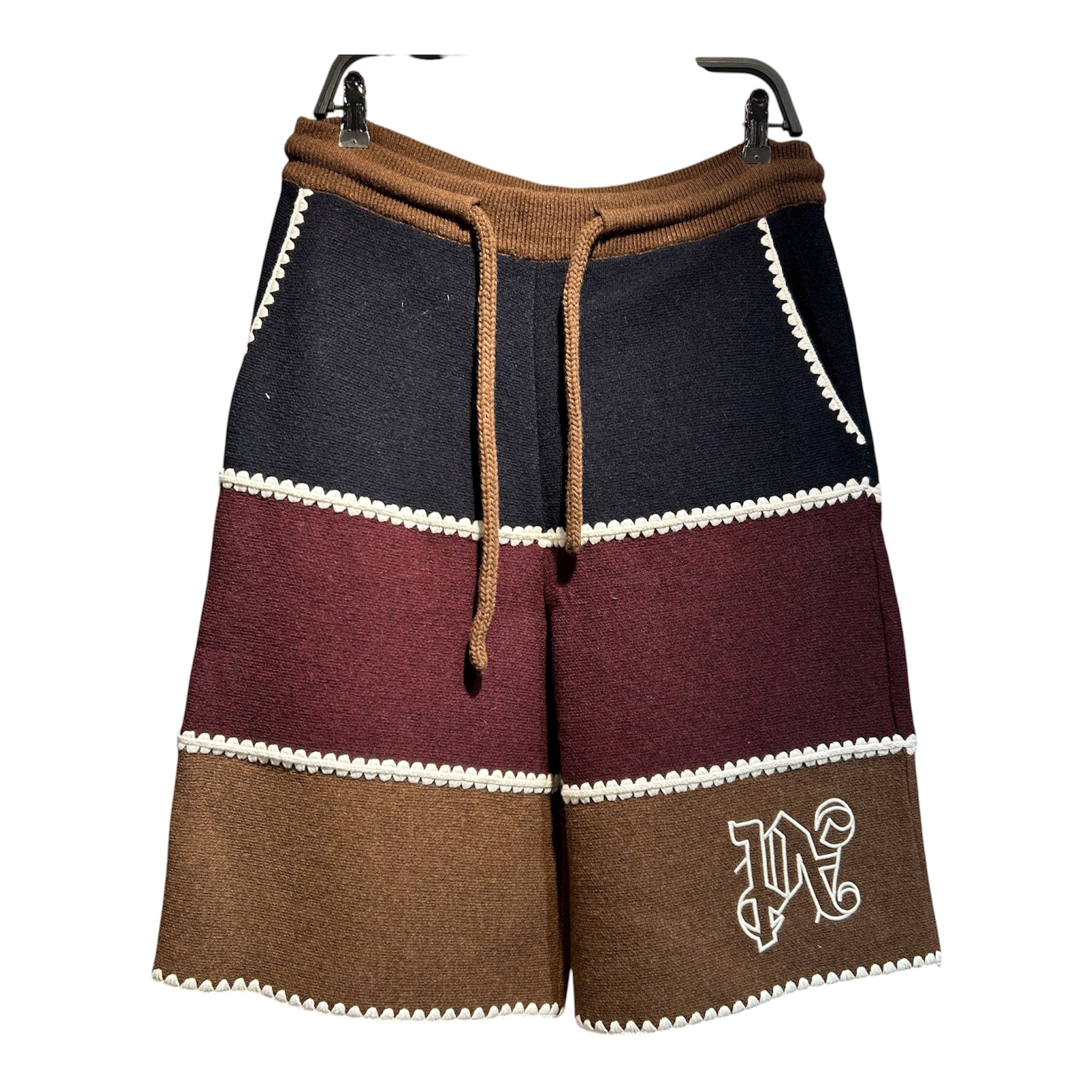 Palm Angels/Shorts/L/Wool/BRW/wide leg crochet logo view 1