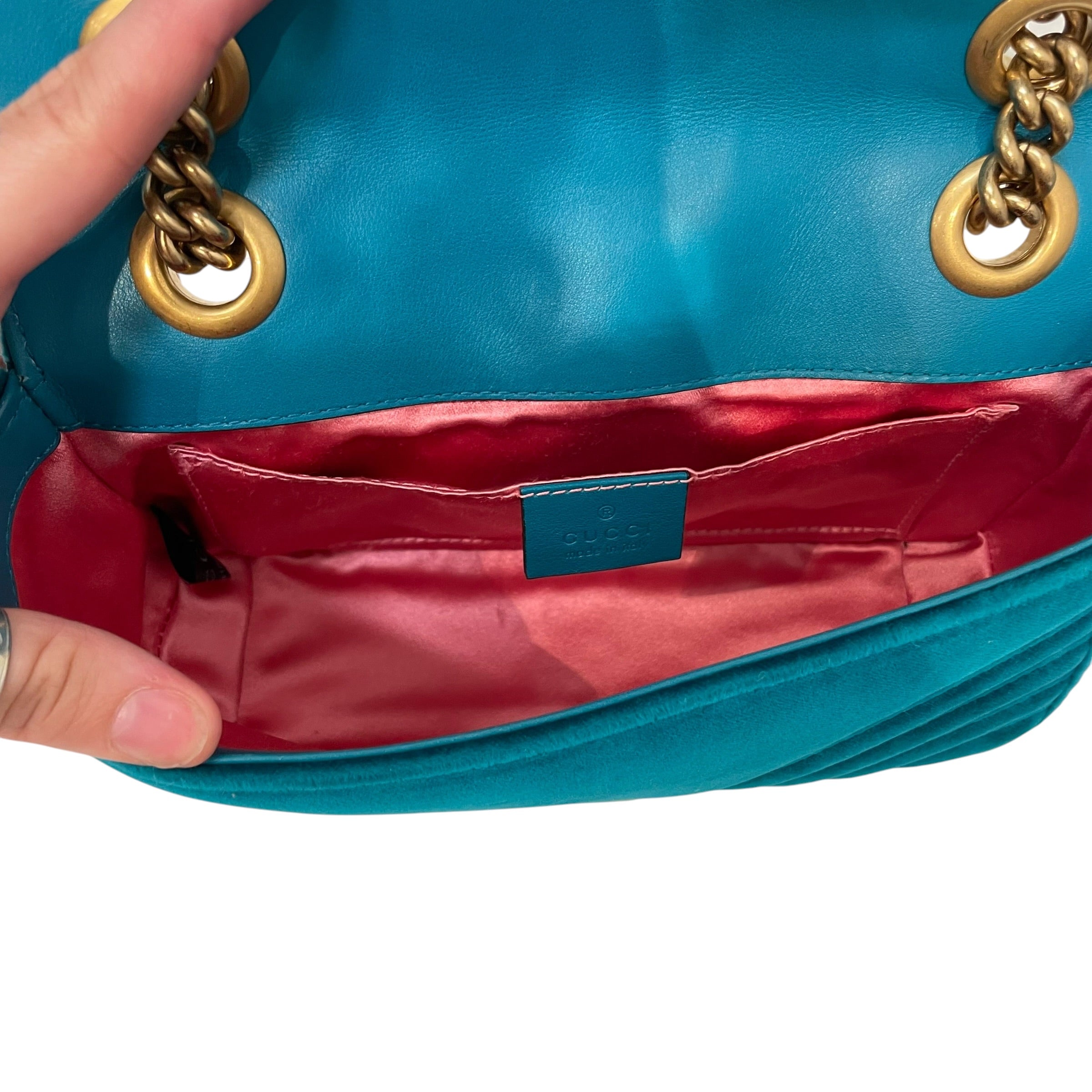 GUCCI/Cross Body Bag/Suede/BLU/marmont matelasse velvet view 4