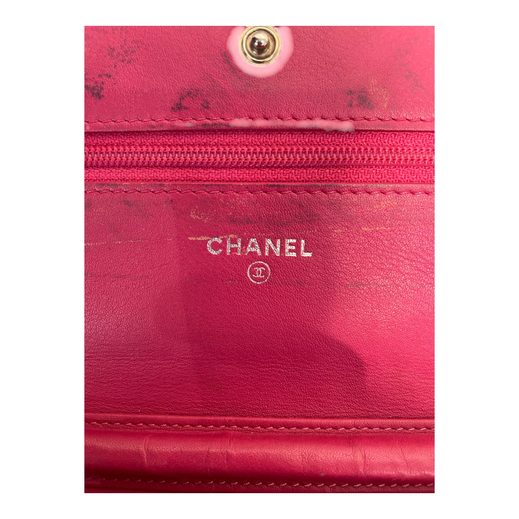 CHANEL/Cross Body Bag/Leather/BLK/Pink and Black Wallet on chain view 7