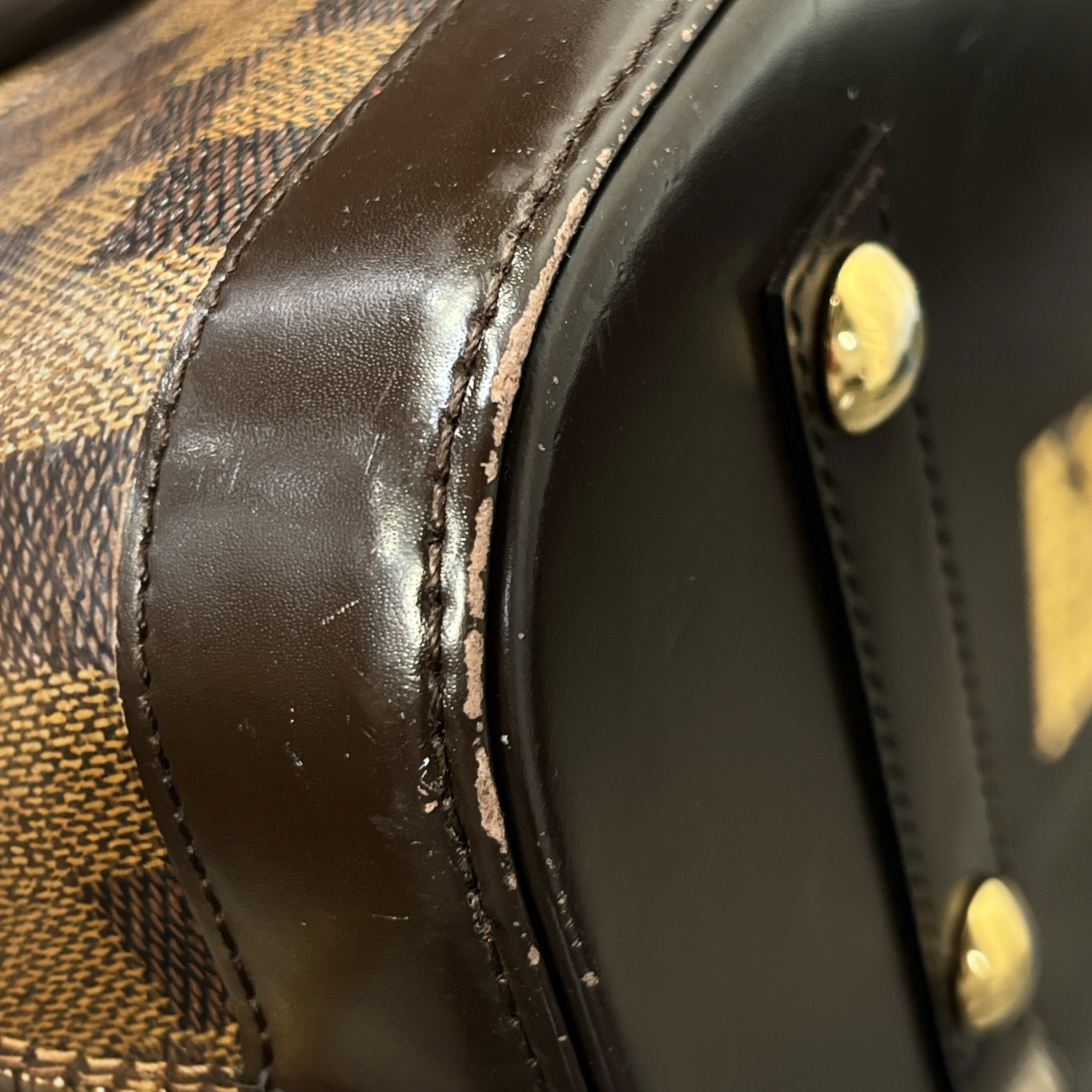 LOUIS VUITTON/Hand Bag/Plaid/Leather/BRW/CHECKERED W/ RED INT view 8