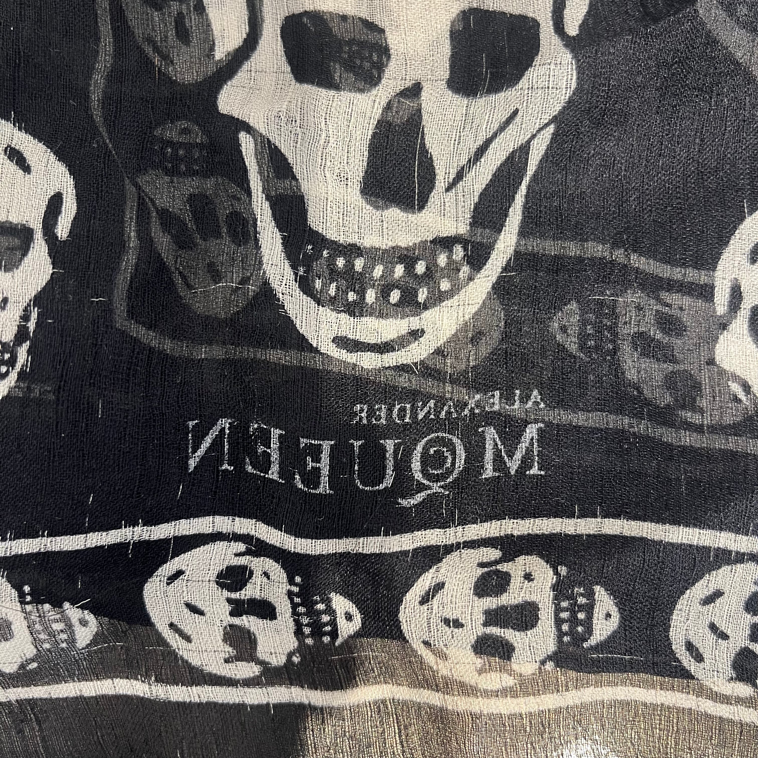 Alexander McQueen/Scarf/Monogram/Silk/BLK/L's/skull logo aop view 3