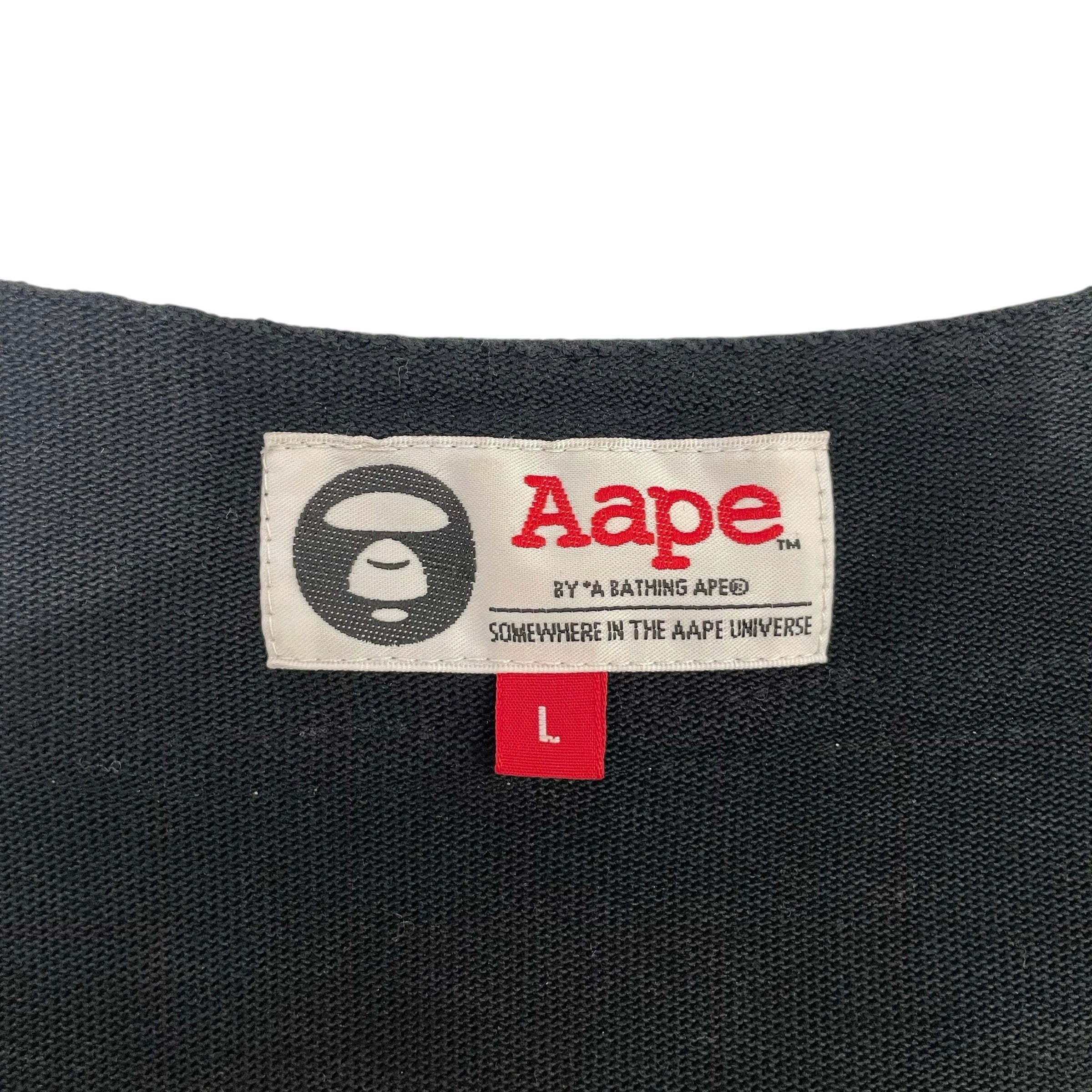 AAPE BY A BATHING APE/SS Shirt/L/Cotton/BLK/Baseball Jersey, AAPENOW logo view 3