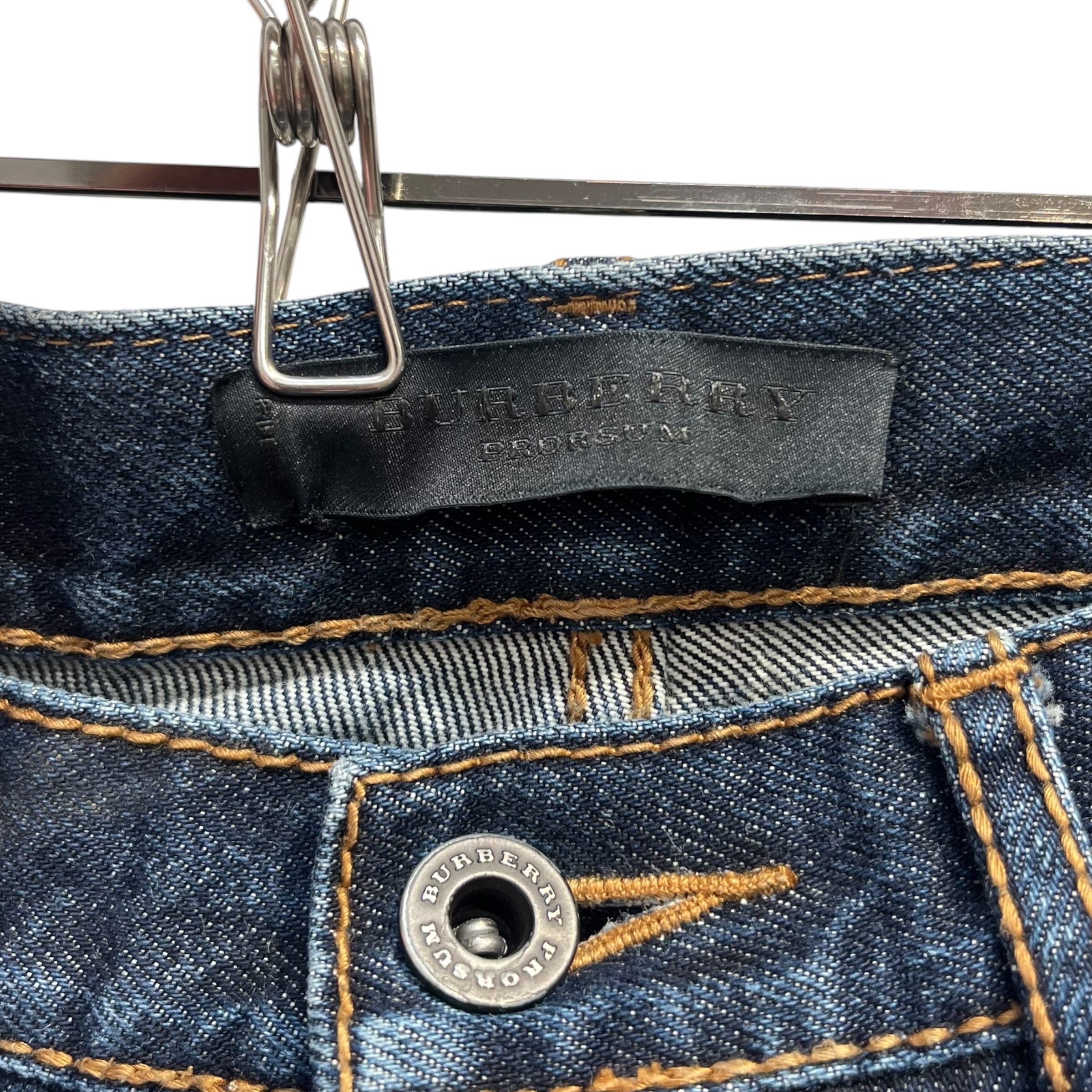 BURBERRY PRORSUM COLLECTION/Pants/32/Cotton/NVY/Button Fly/5 PKT RAW DENIM view 2