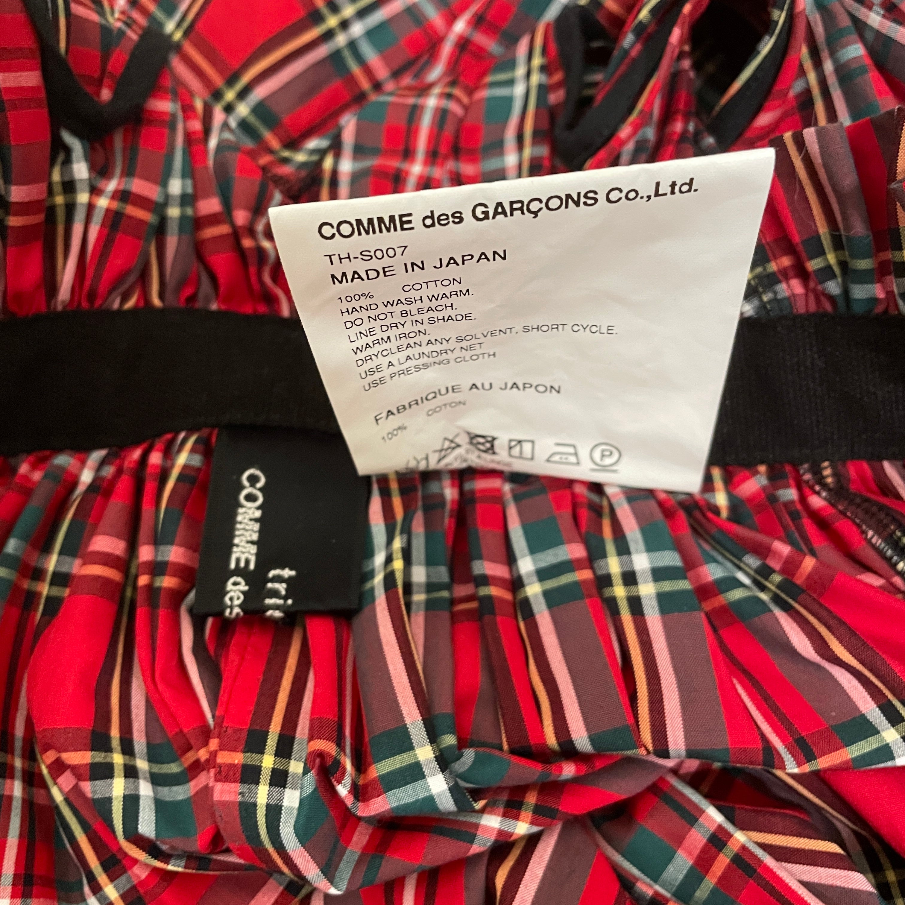 tricot COMME des GARCONS/Jumpsuits/S/Tartan/Cotton/RED/Tartan Check High Waisted Skir view 3