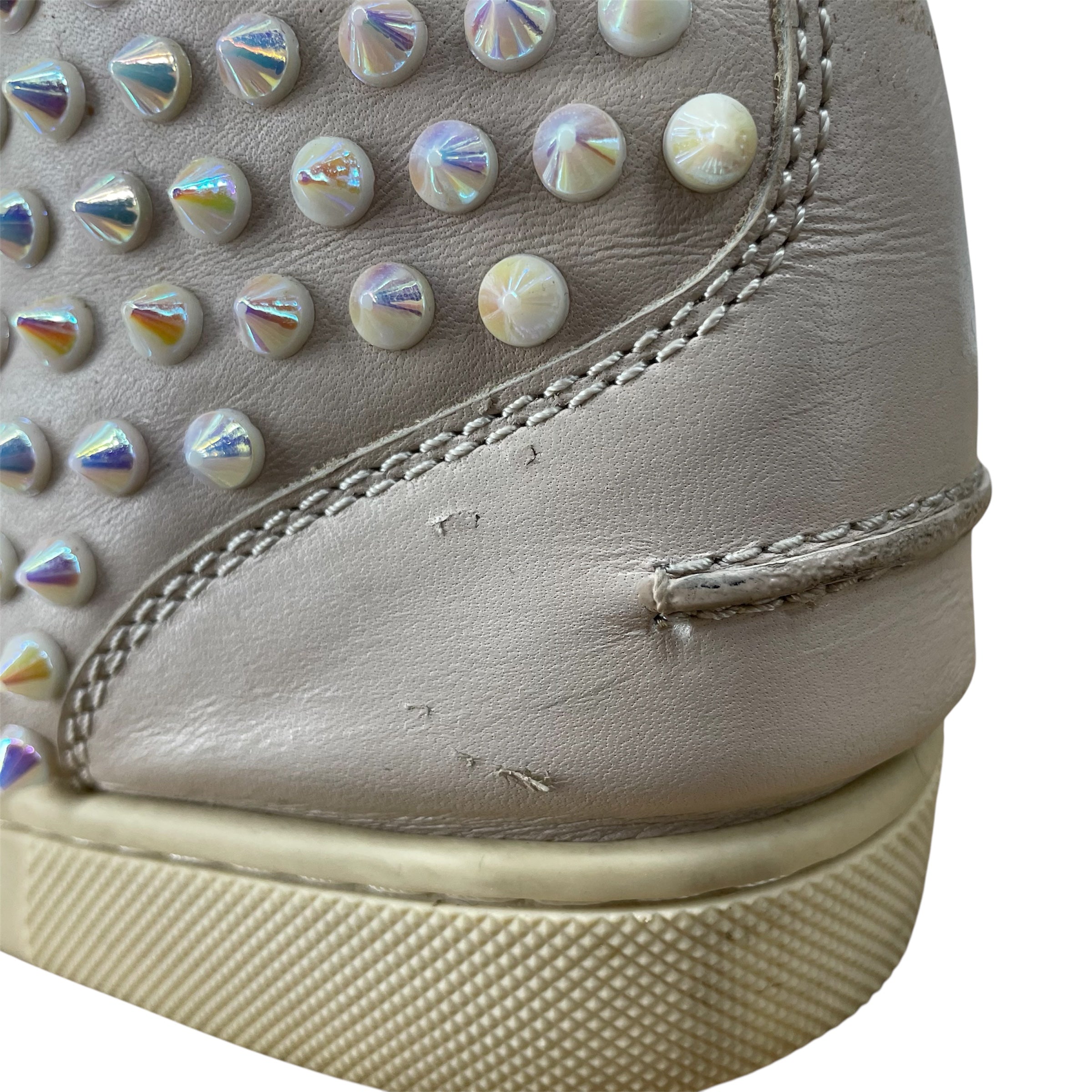 Christian Louboutin/Hi-Sneakers/EU 44/All Over Print/Leather/BEG/opal spikes all over view 8