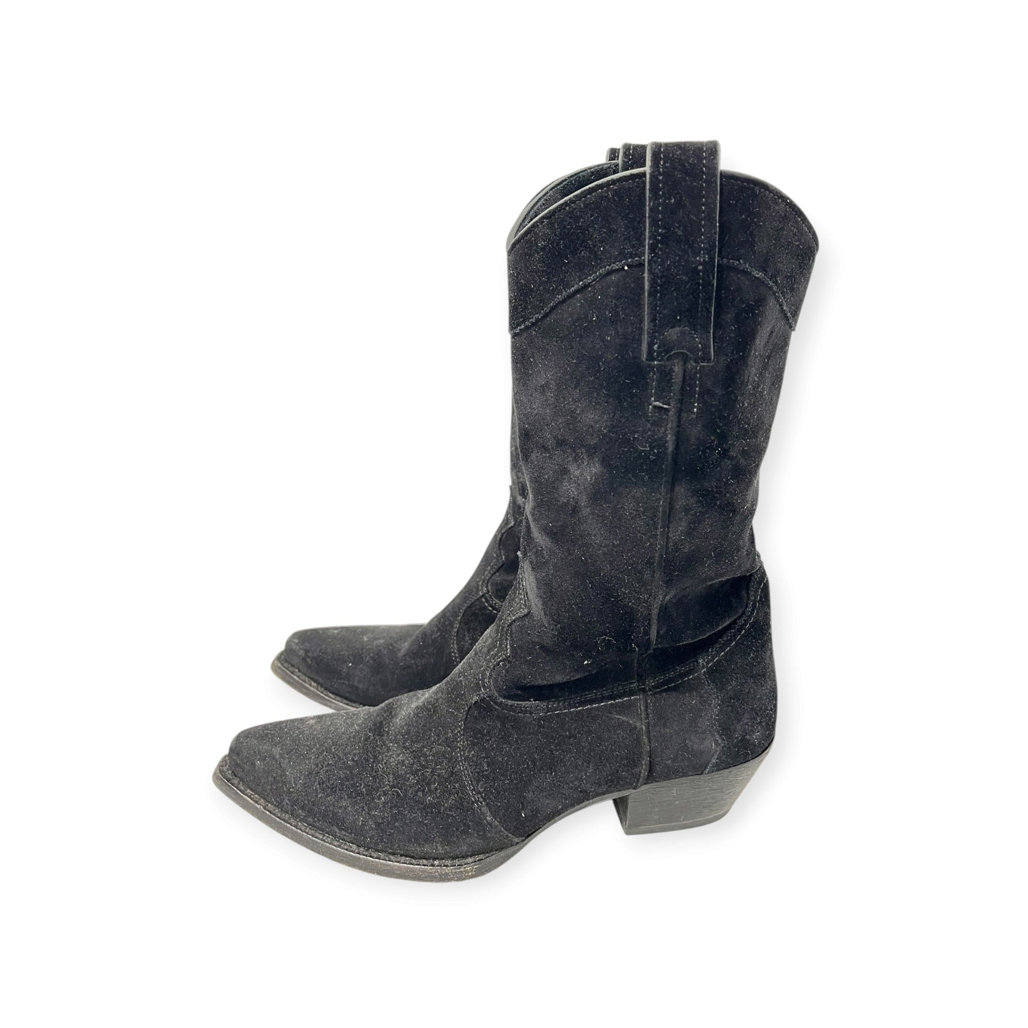 YVES SAINT LAURENT/Boots/US 9.5/Suede/BLK/WESTERN COWBOY BOOT view 2