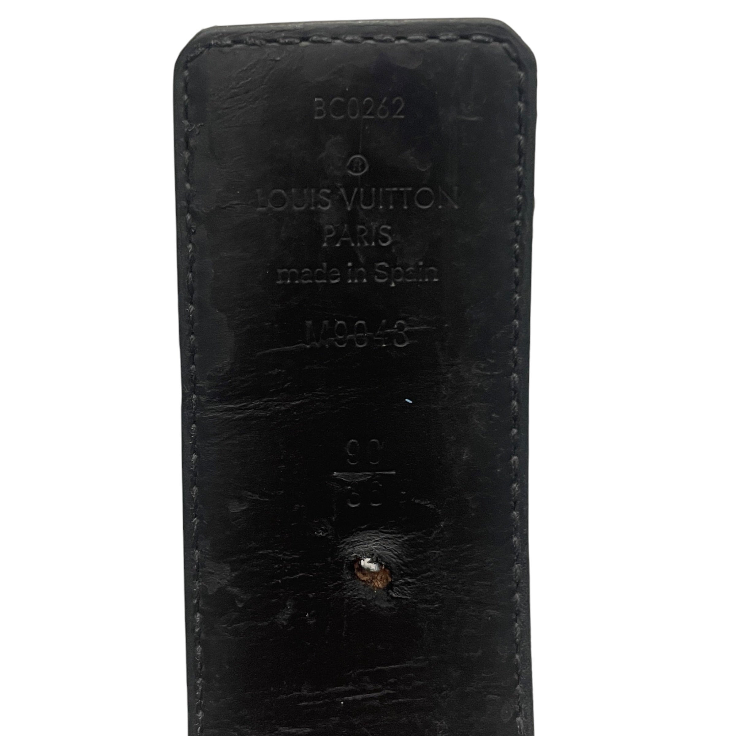 LOUIS VUITTON/Belt/Monogram/Leather/BLK/M's/BLACK LV BUCKLE/DAMAGED view 3