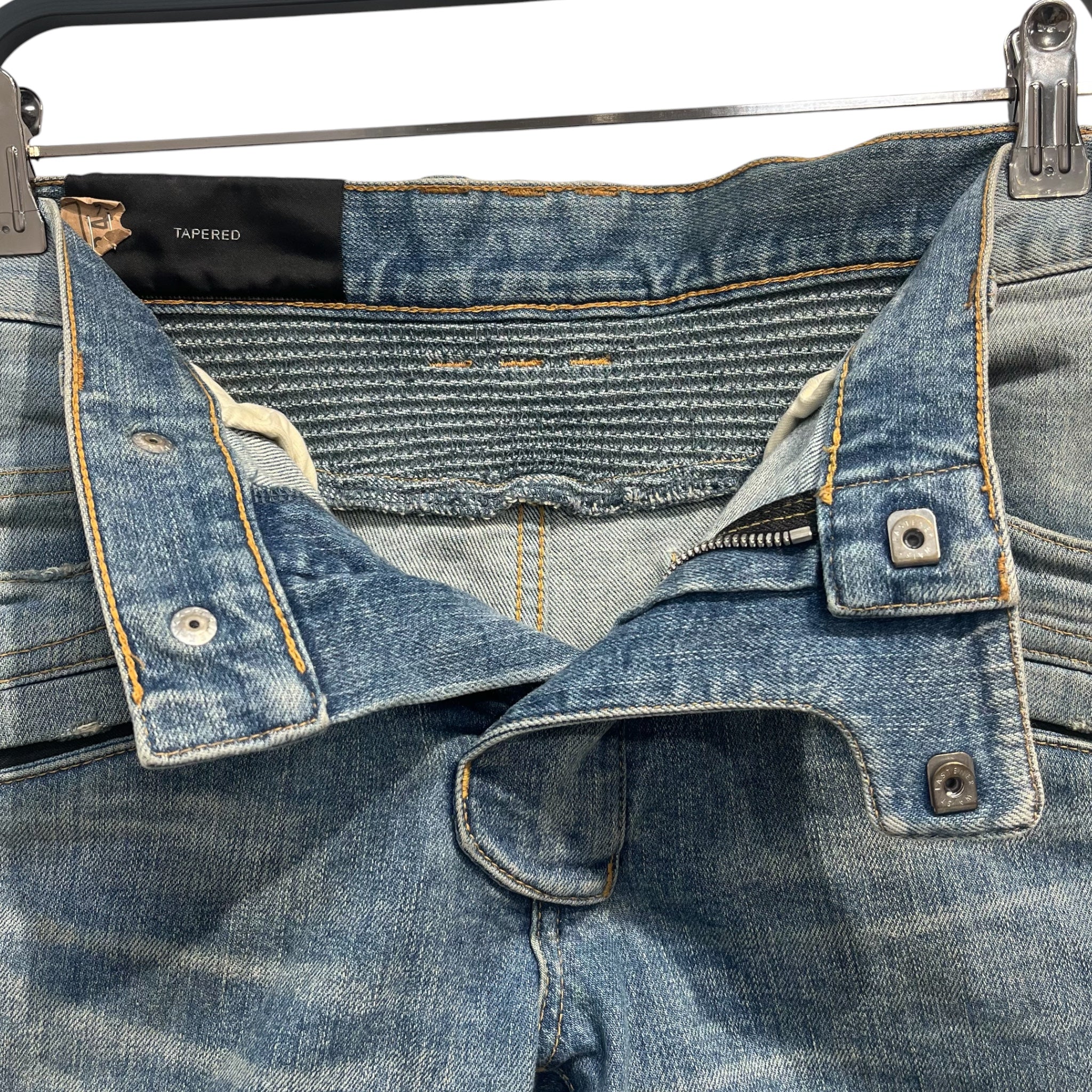 BALMAIN/Skinny Pants/28/Cotton/BLU/quilted knee view 2