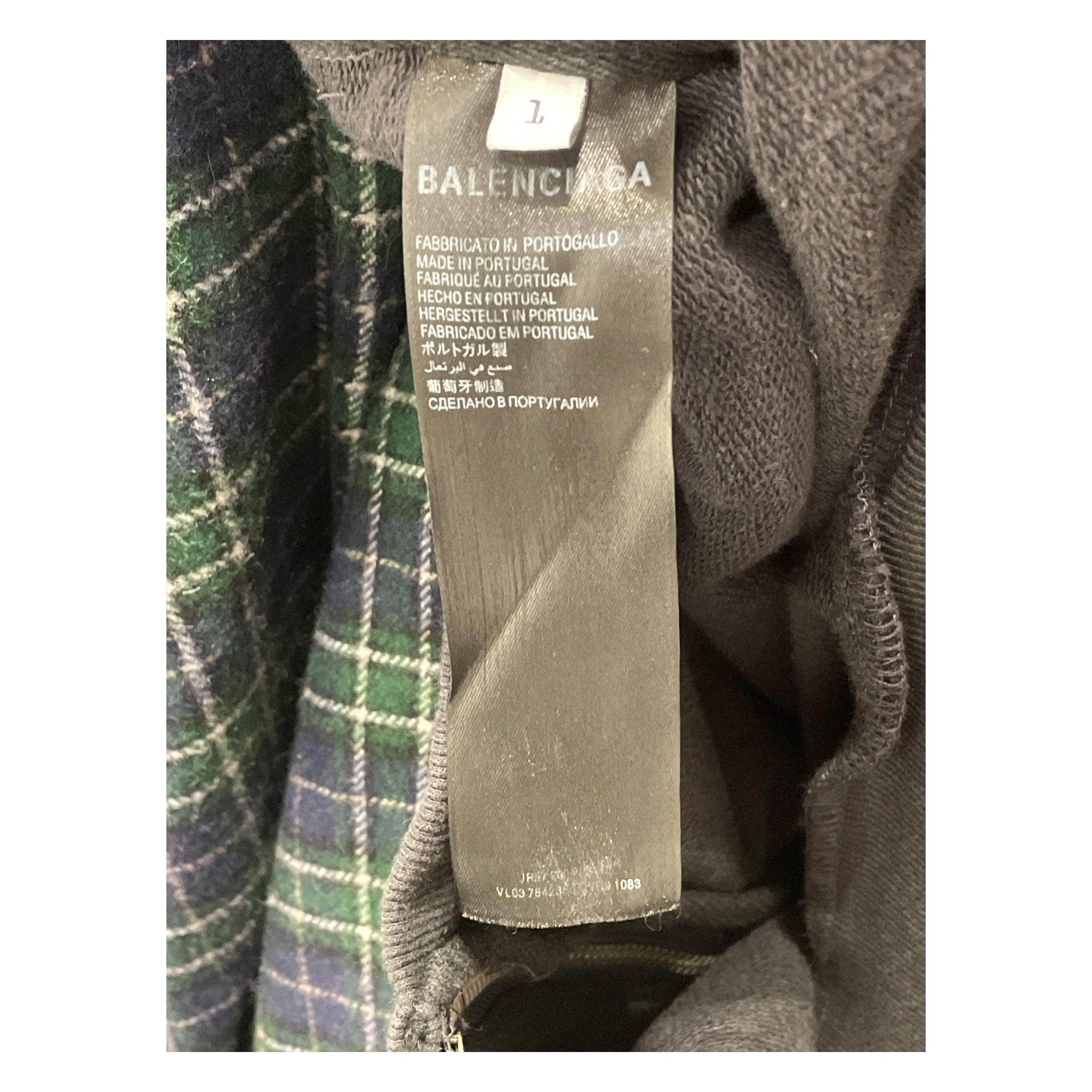 BALENCIAGA/Zip Up Hoodie/1/Cotton/GRY/Scarf Attached zip up view 4