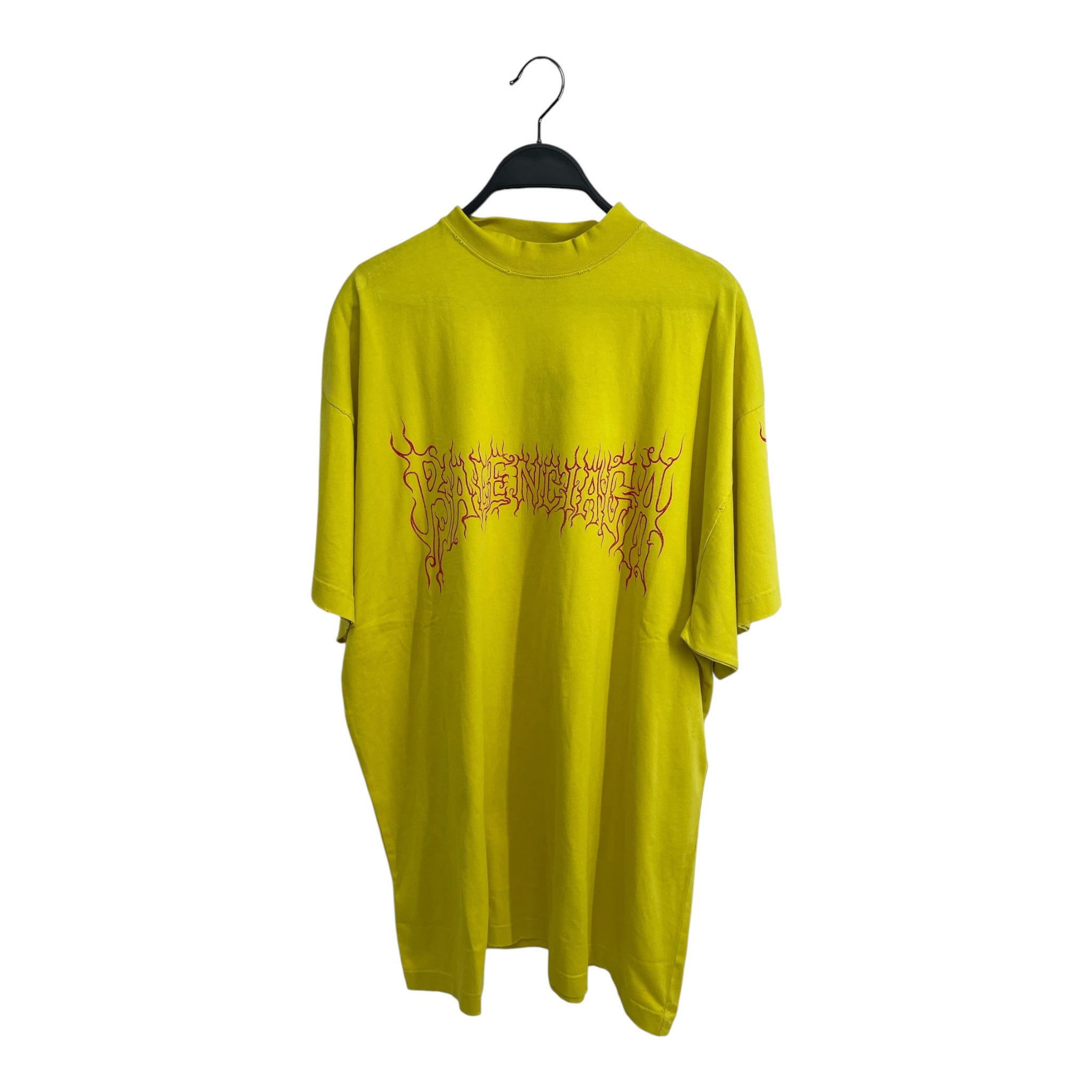 BALENCIAGA/T-Shirt/2/Cotton/YEL/Graphic/RED LETTER LOGO/FLAME view 1