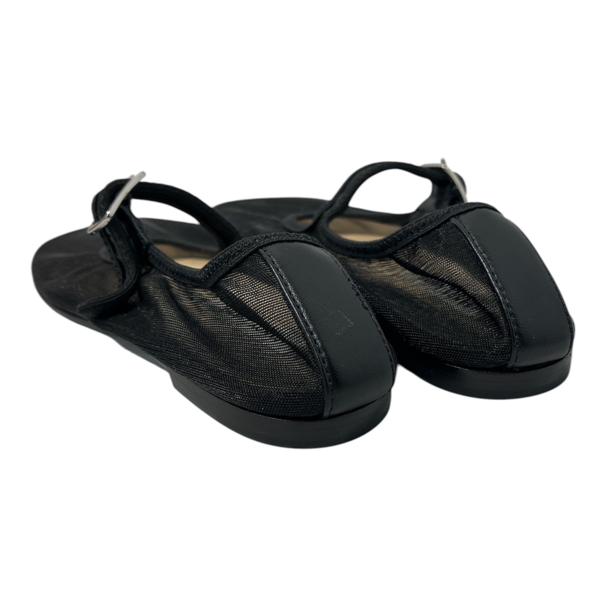 Sandy Liang/Flat Shoes/EU 38/BLK/mesh material top strap buckle view 4