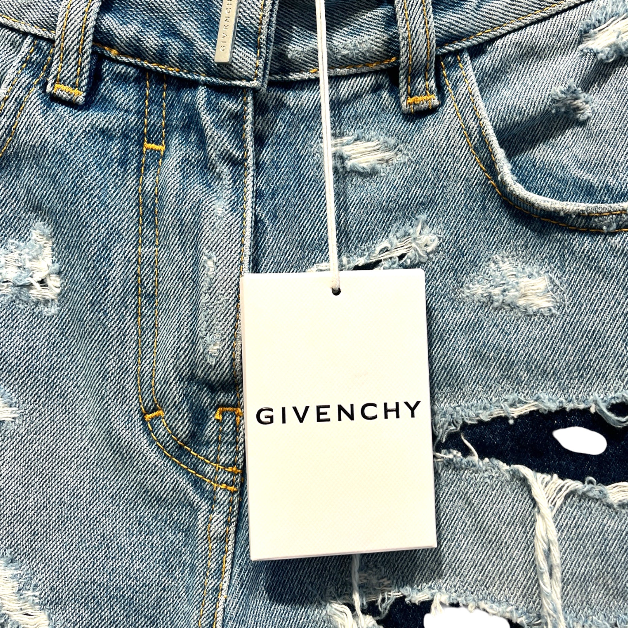GIVENCHY/Shorts/26/Cotton/BLU/Button Fly/Distressed mini short view 4