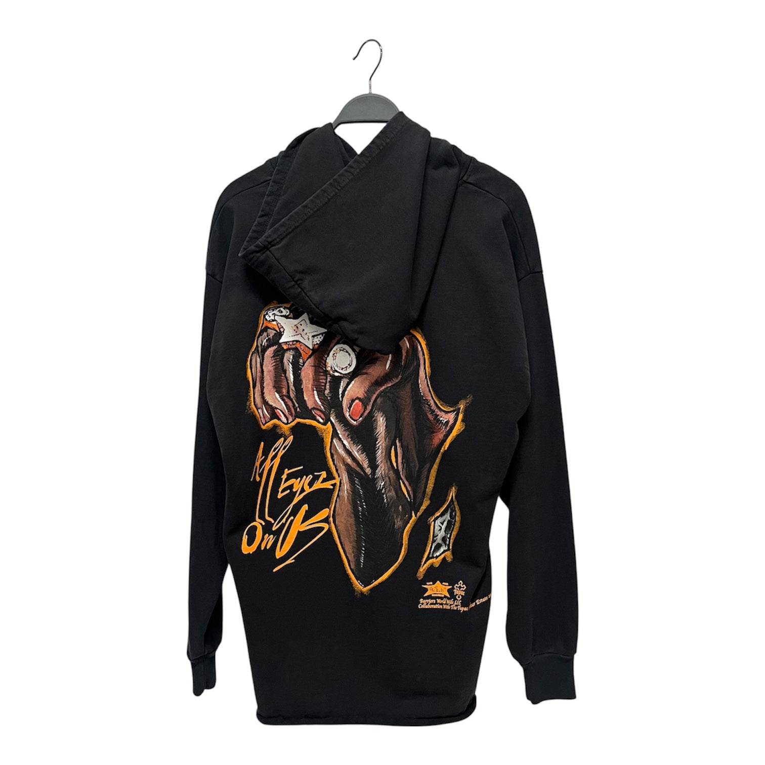 BARRIERS/Hoodie/M/Graphic/Cotton/BLK/2PAC + ALL EYES ON ME on bck view 2