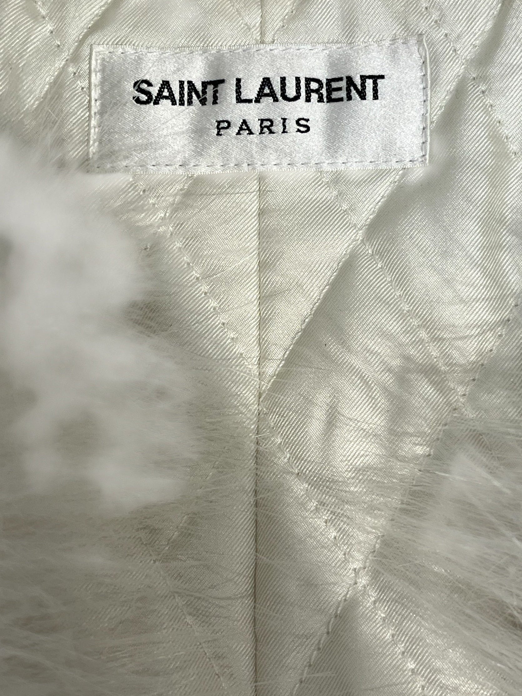 SAINT LAURENT/Coat/38/Fake Fur/WHT/fur coat/silk interior view 4