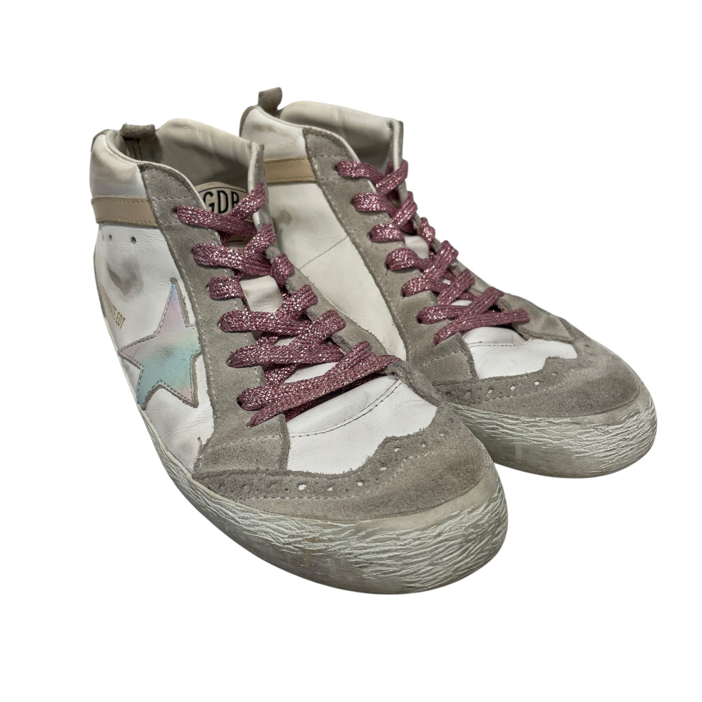GOLDEN GOOSE/Hi-Sneakers/EU 37/Leather/WHT/Mid Star Sparky Pink Lace view 1