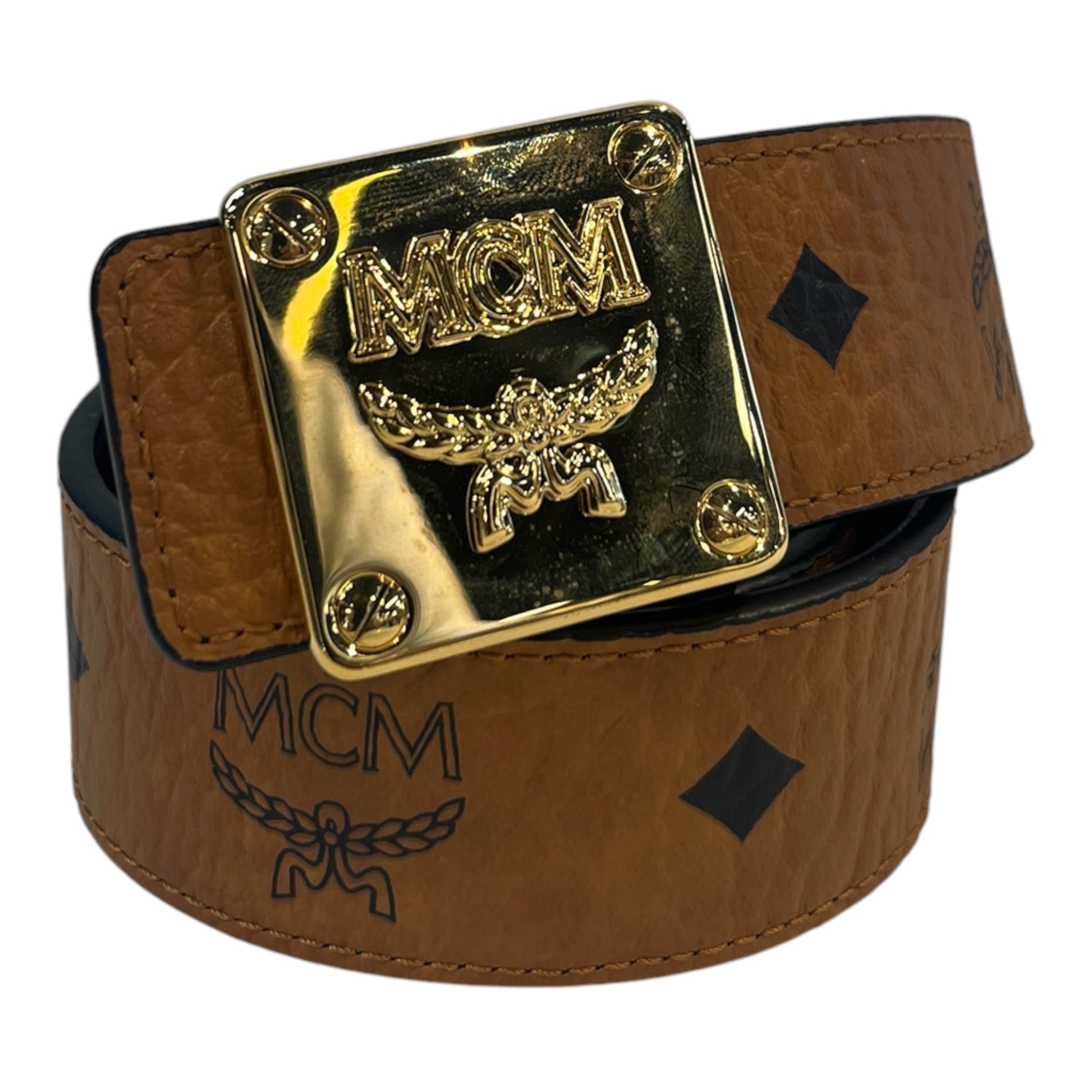 MCM/Belt/OS/Hombre Check/Leather/CML/GOLD BUCKLE view 1