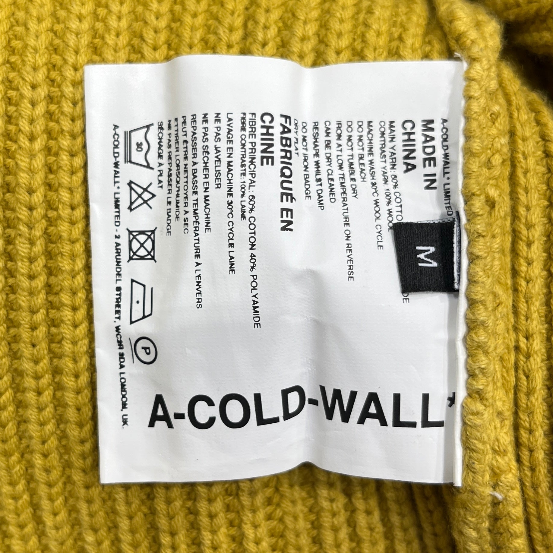 A-COLD-WALL/Heavy Sweater/L/Cotton/GRY/Gray/Yellow Sweater view 4