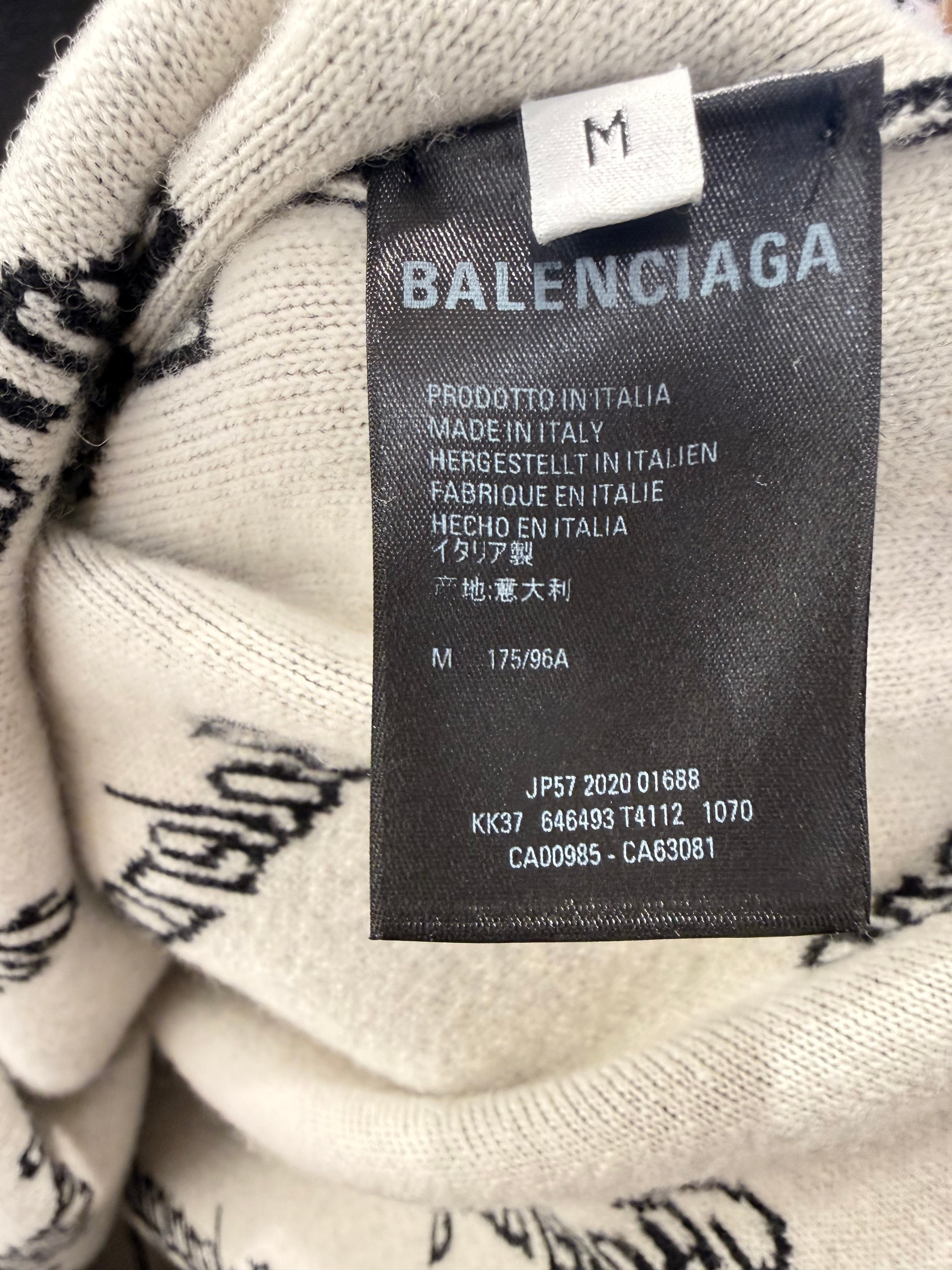 BALENCIAGA/Heavy Sweater/M/All Over Print/Wool/BLK/Oversize/script logo view 4