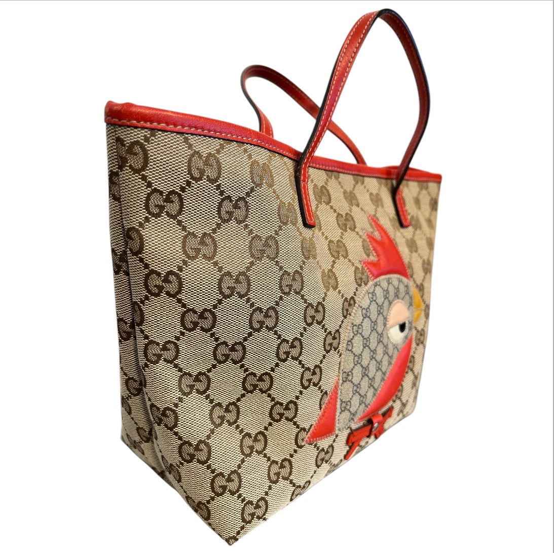 GUCCI/Hand Bag/Monogram/Leather/BEG/CANVAS ZOO PARROT view 4