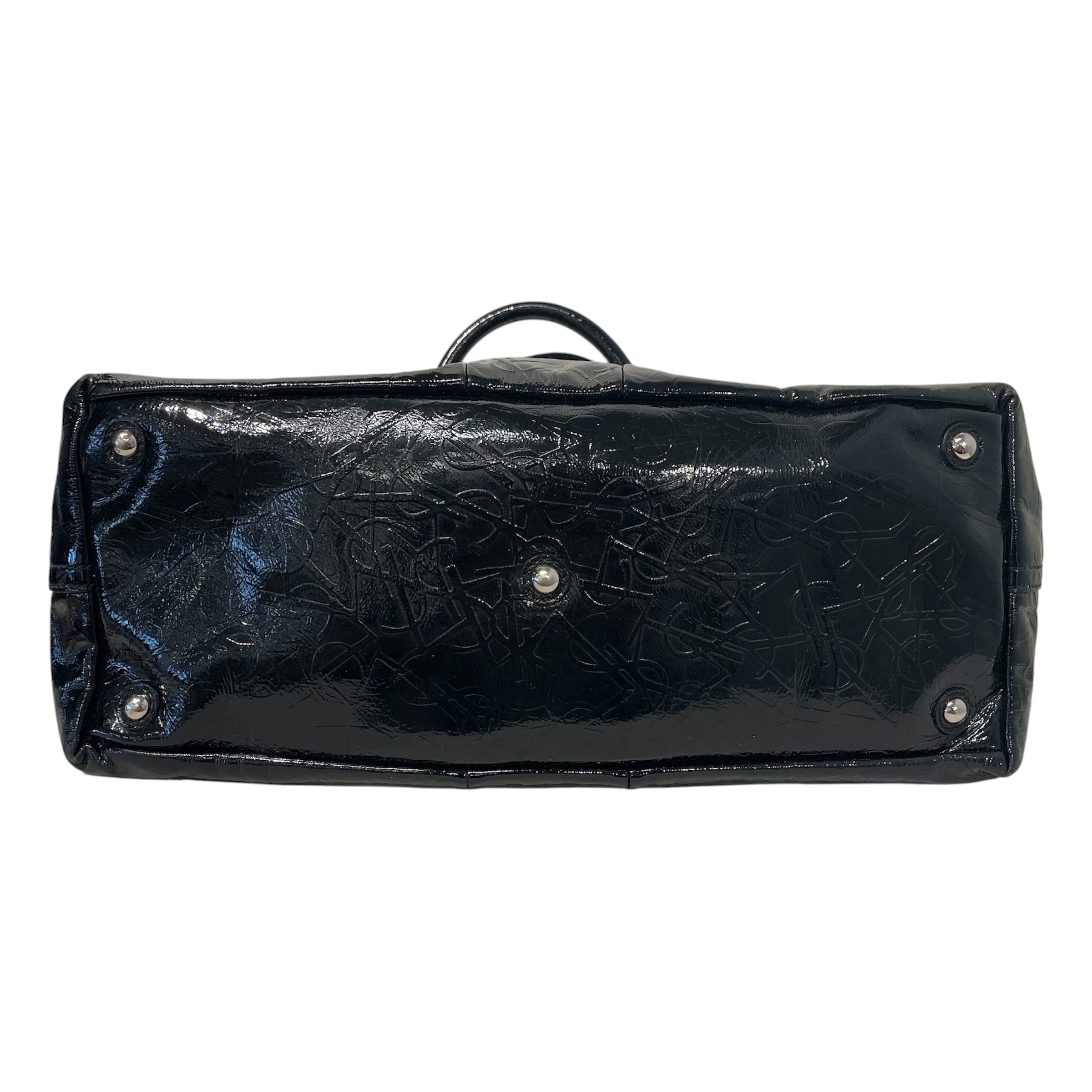 YVES SAINT LAURENT/Tote Bag/Monogram/Leather/BLK/PANTENT LEATHER TOTE view 3