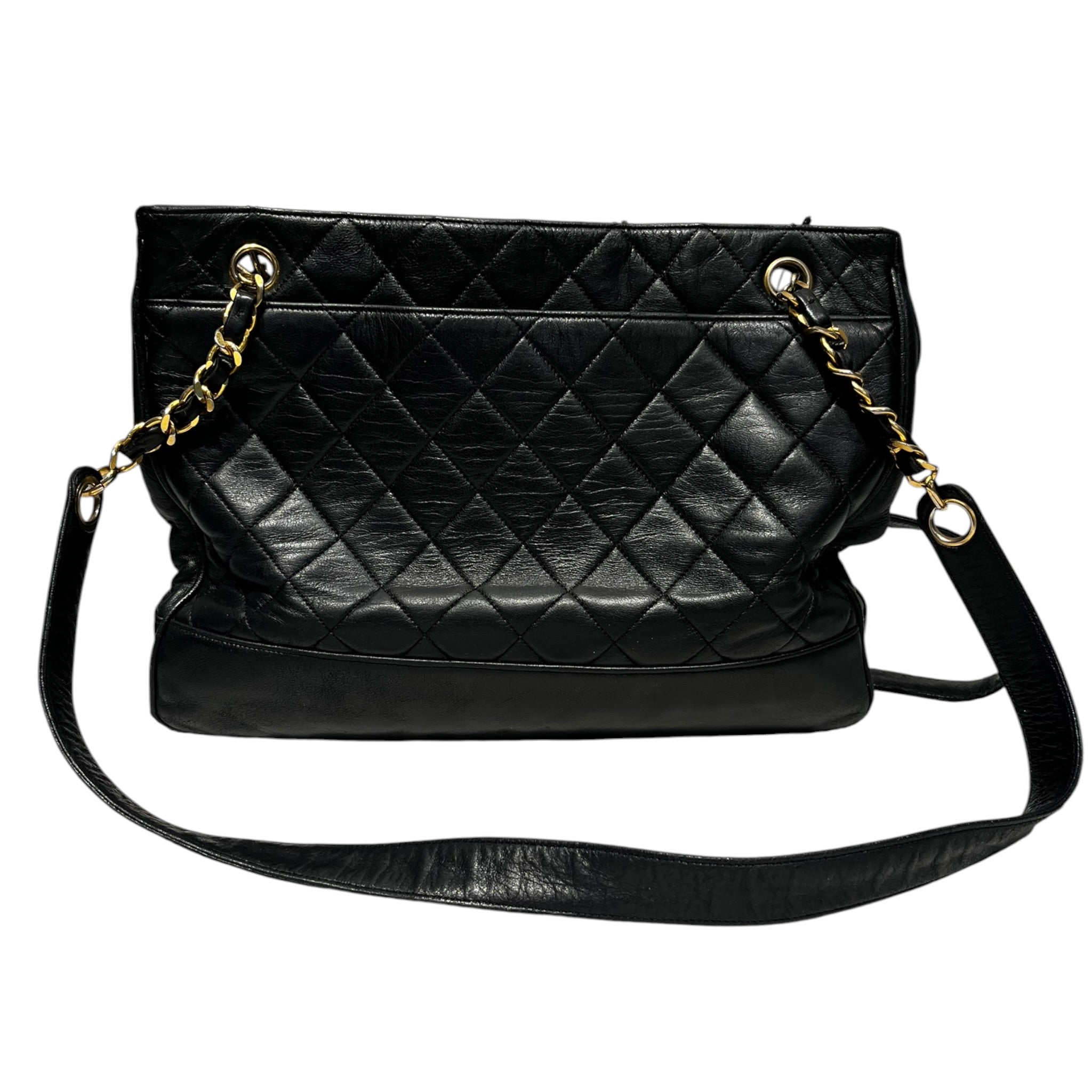 CHANEL/Tote Bag/Leather/BLK/Matelasse Quilted view 1
